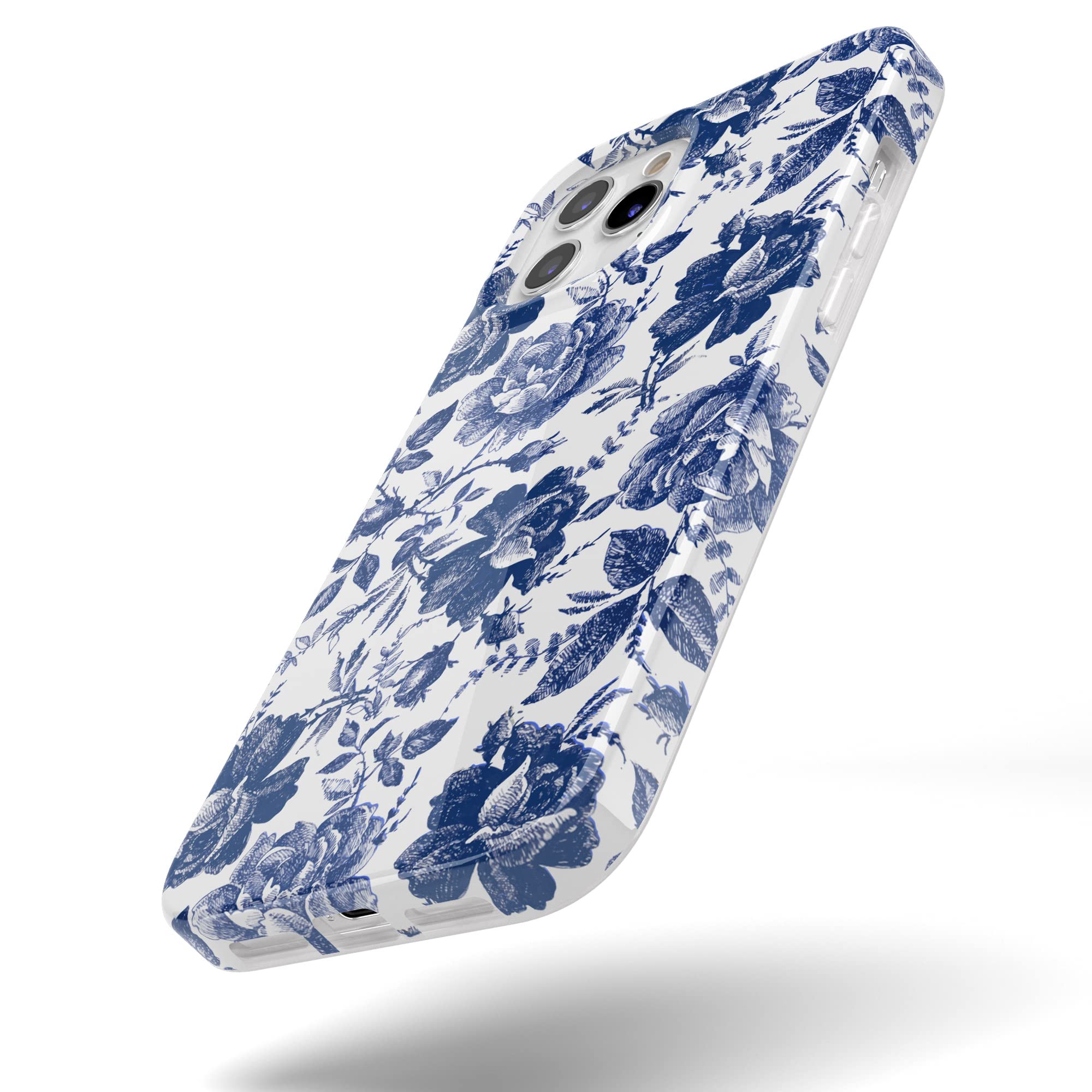Casely iPhone 11 Pro Max Case Floral Design - Rose to Fame Coquette Blue & White Rose Phone Cover | Slim Protective Case for Women, Girls | Perfect for Everyday Use, Work & Travel