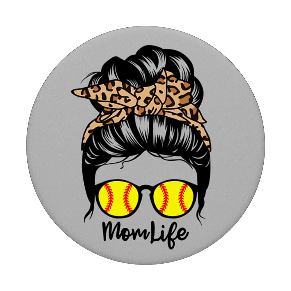 Funny Softball Mom PopSockets Swappable PopGrip - Messy Bun Hair Design for Baseball Moms - Perfect for Game Days, Team Spirit & Mom Life Accessories