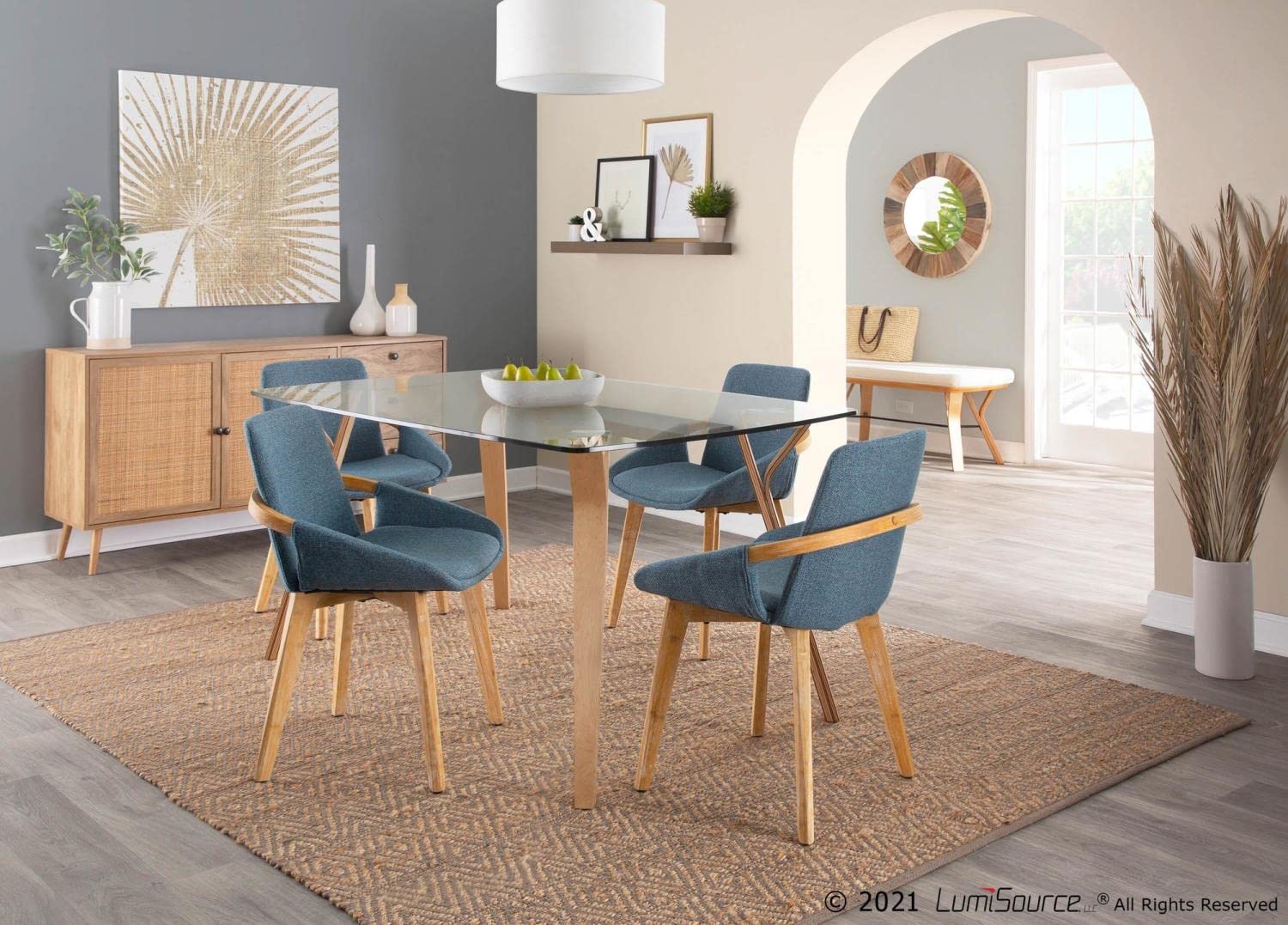 LumiSource Cosmo Chair - Mid-Century Modern Upholstered Dining Chair Set of 2, Comfortable Kitchen Chairs for Dining Table - Perfect for Home, Restaurant & Office Use