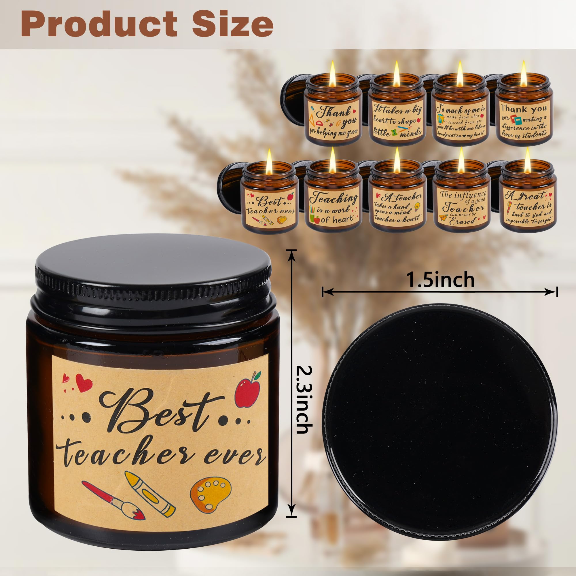 9-Piece Scented Candles Gift Set - Teacher Appreciation, Birthday - 3.5oz for Home & Office