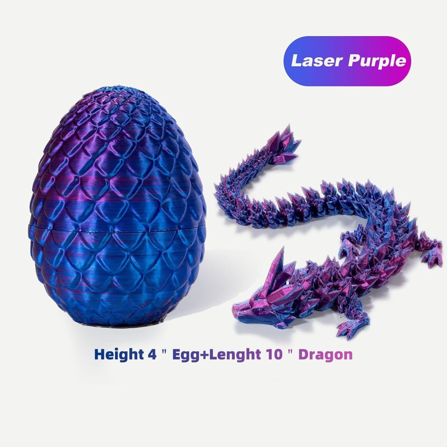 3D Printed Dragon Surprise Egg - Easter Basket Stuffers & Fidget Desk Toys for Boys Kids, Unique Easter Gifts & Home Decor (Purple) | Perfect for Easter Celebrations, Party Favors, Stress Relief & Creative Play