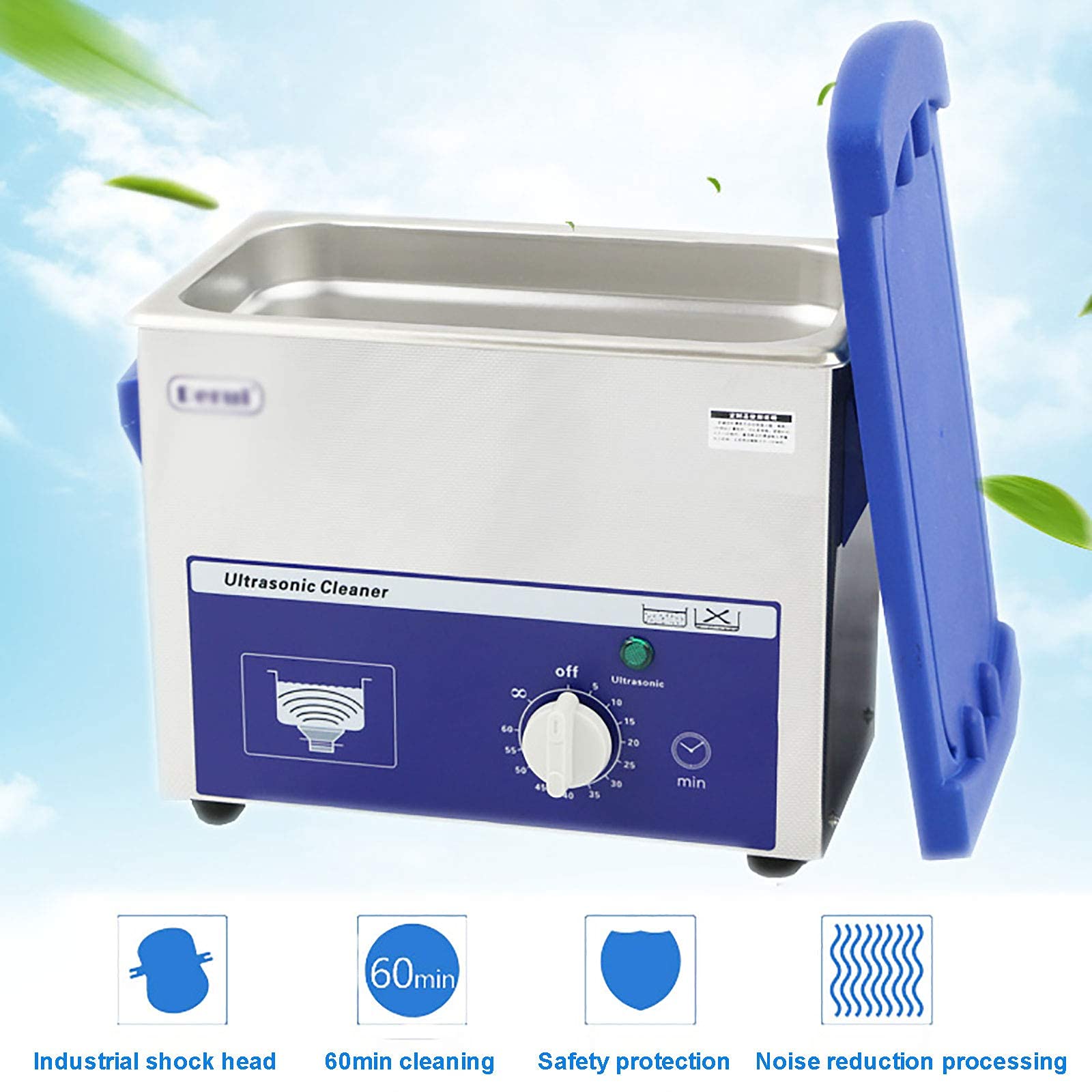 3L Ultrasonic Cleaner with Stainless Steel Tank, 40KHz for Jewelry, Watches, Dentures, Glasses & Metal Parts - Adjustable Knob Timer for Home & Professional Use