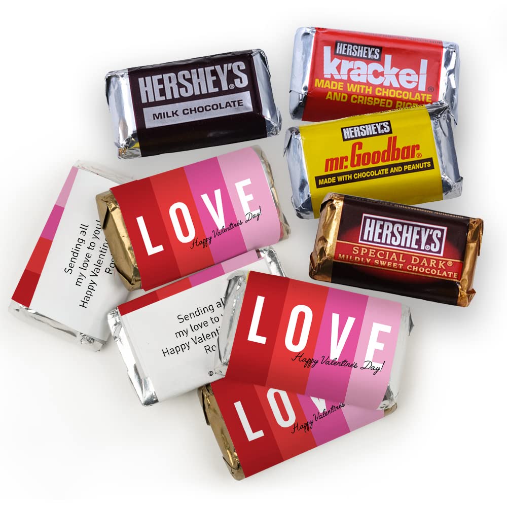 Personalized Valentine's Day Mini Chocolate Candy Gifts - 75 Count Assorted Chocolates for Romantic Gifts, Wedding Favors & Party Treats