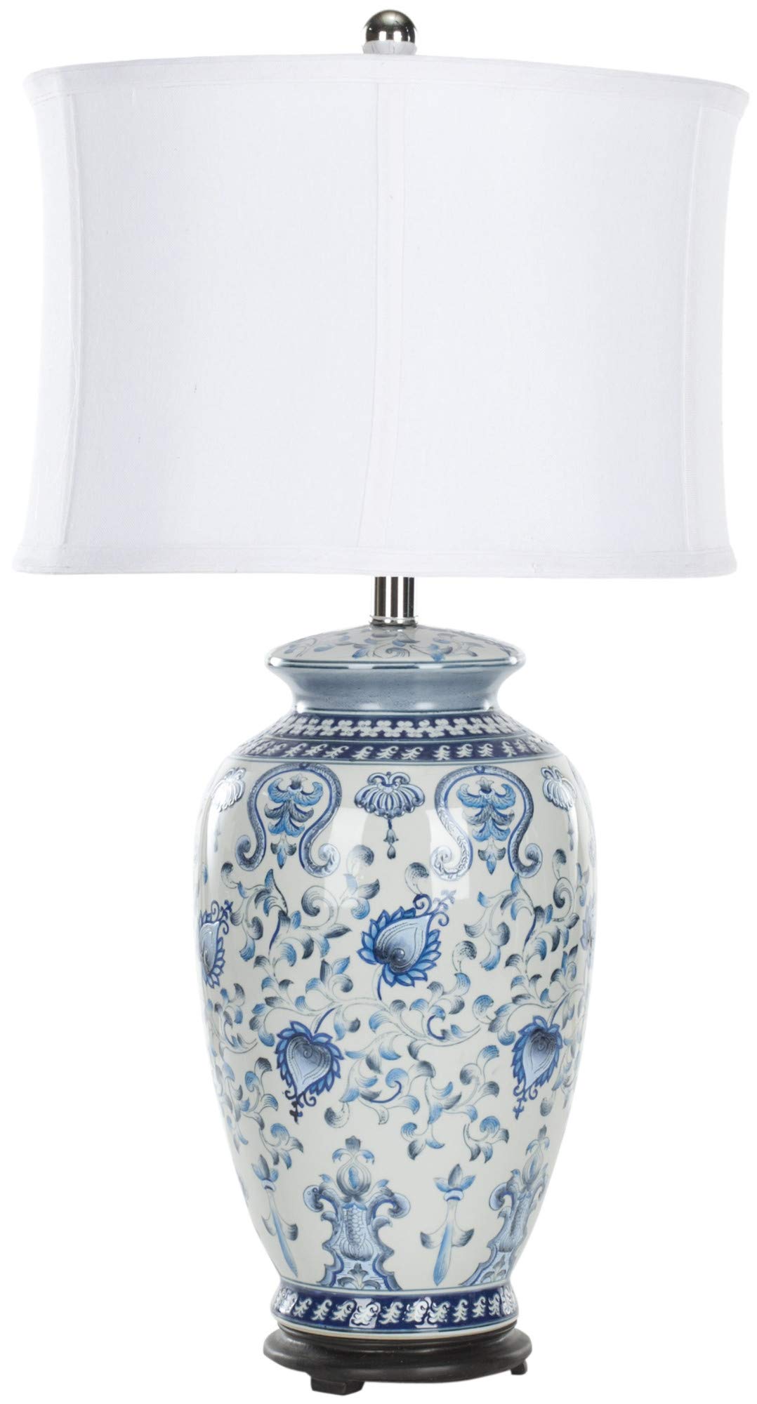 SAFAVIEH Paige Blue & White Chinoiserie Ginger Jar Table Lamp - 29 Inch LED Bedside Lamp for Bedroom, Living Room & Home Office (Bulb Included) | Elegant Home Decor Lighting for Nightstands & Desks