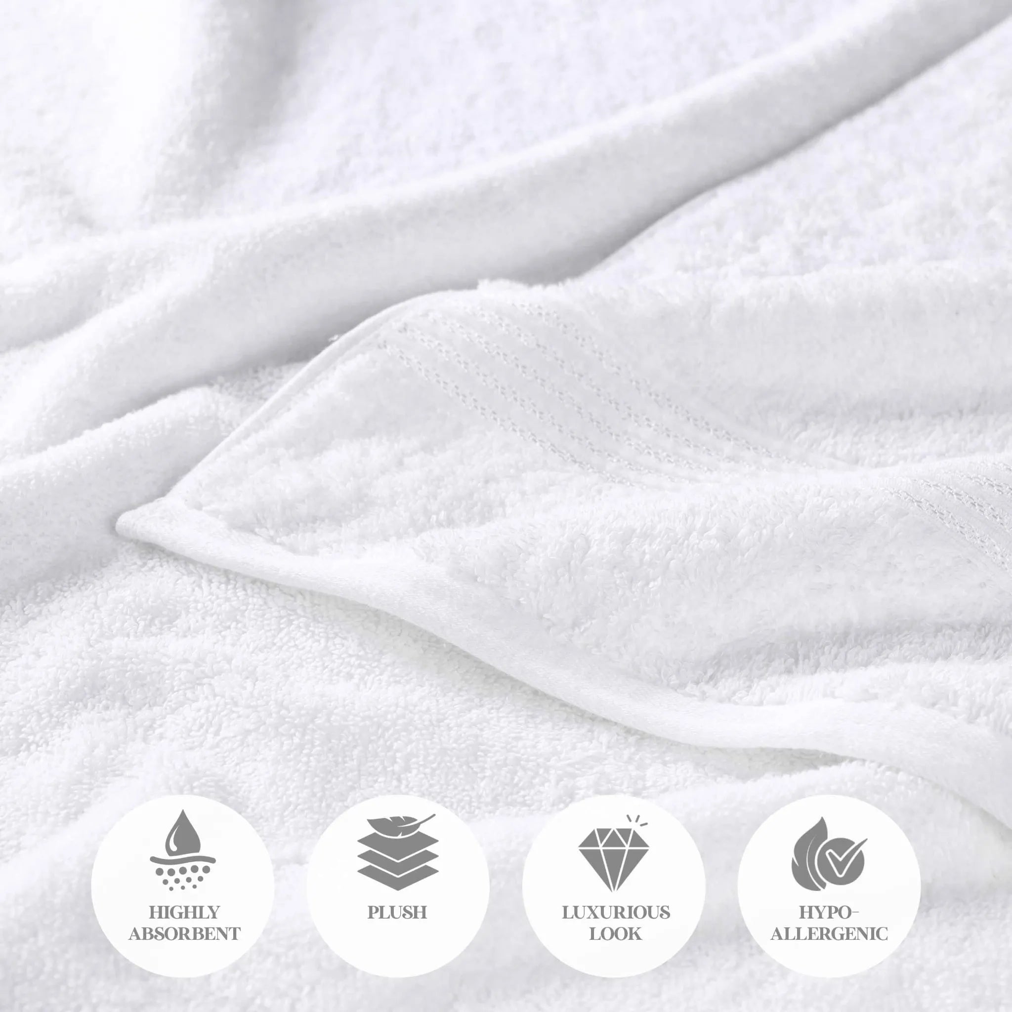 Premium 100% Egyptian Cotton Plush Hand Towels - Ultra Soft & Absorbent Bath Towel Set of 8 for Bathroom, Kitchen & Spa Luxury (24x16 Inches)