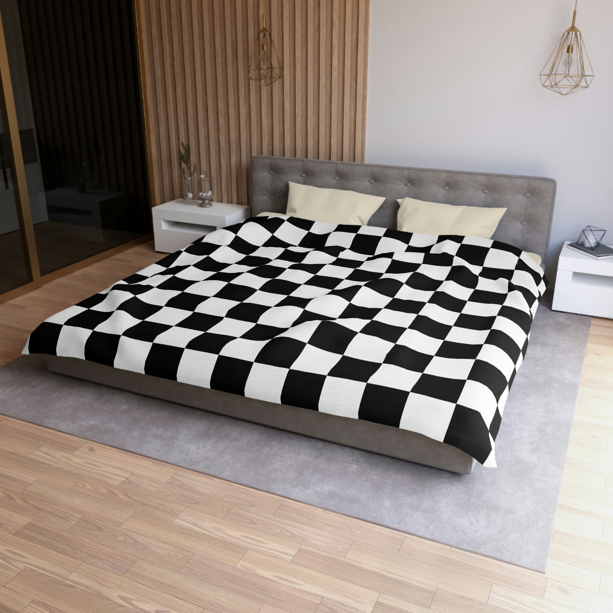 Checkered Duvet Cover Set - Soft Microfiber Bedding in 4 Sizes (Twin, Full, Queen, King) - Stylish Check Pattern for Modern Bedrooms & Guest Rooms