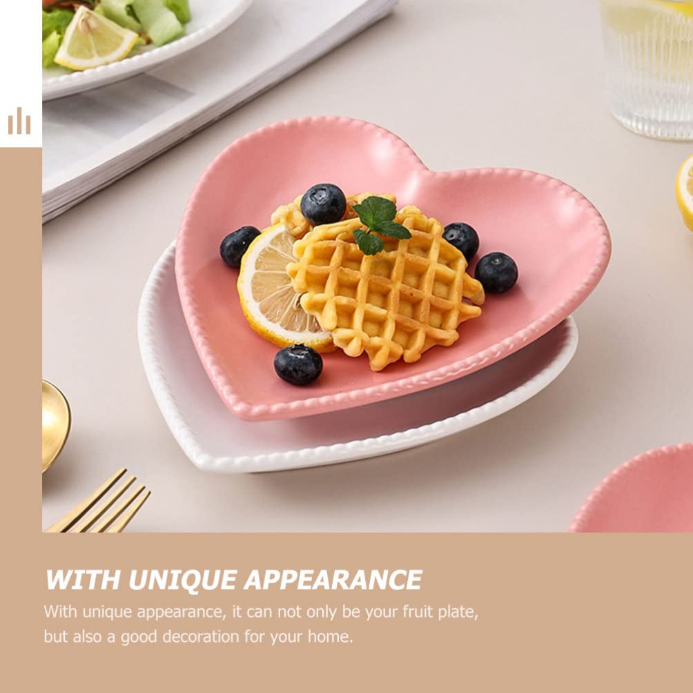Yardwe Ceramic Heart Salad Plate - Porcelain Heart-Shaped Dessert Plates for Appetizers, Fruits & Snacks - Elegant White Decorative Dish for Valentine's Day, Anniversary, Bridal Shower & Romantic Dinner Table Setting