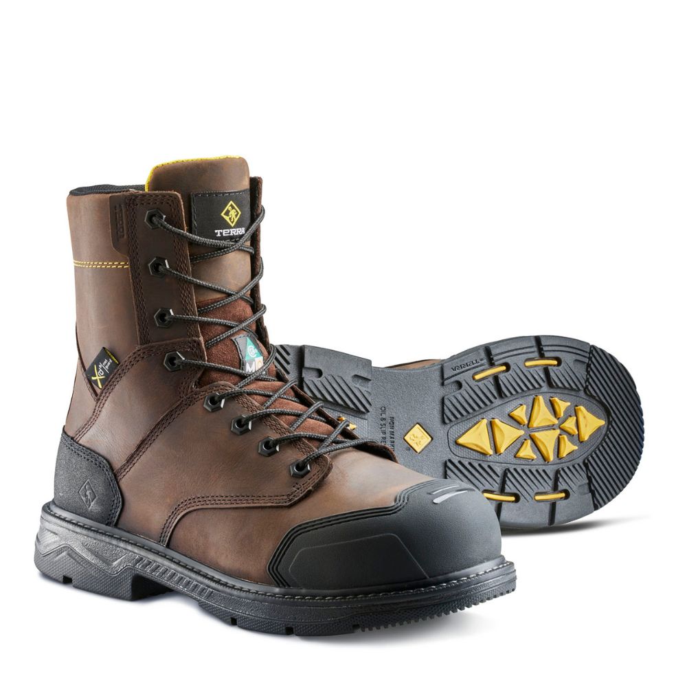 Terra Patton Unisex Size 8 Aluminum Toe CSA Certified Safety Work Boots 839KDB - Brown - Ideal for Construction, Warehouse & Industrial Work Environments
