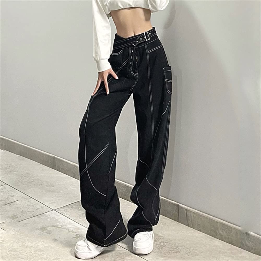 Goth Baggy Jeans for Women | High Waisted Punk Pants | Y2K Emo Style Gothic Trousers | Perfect for Concerts, Parties & Alternative Fashion