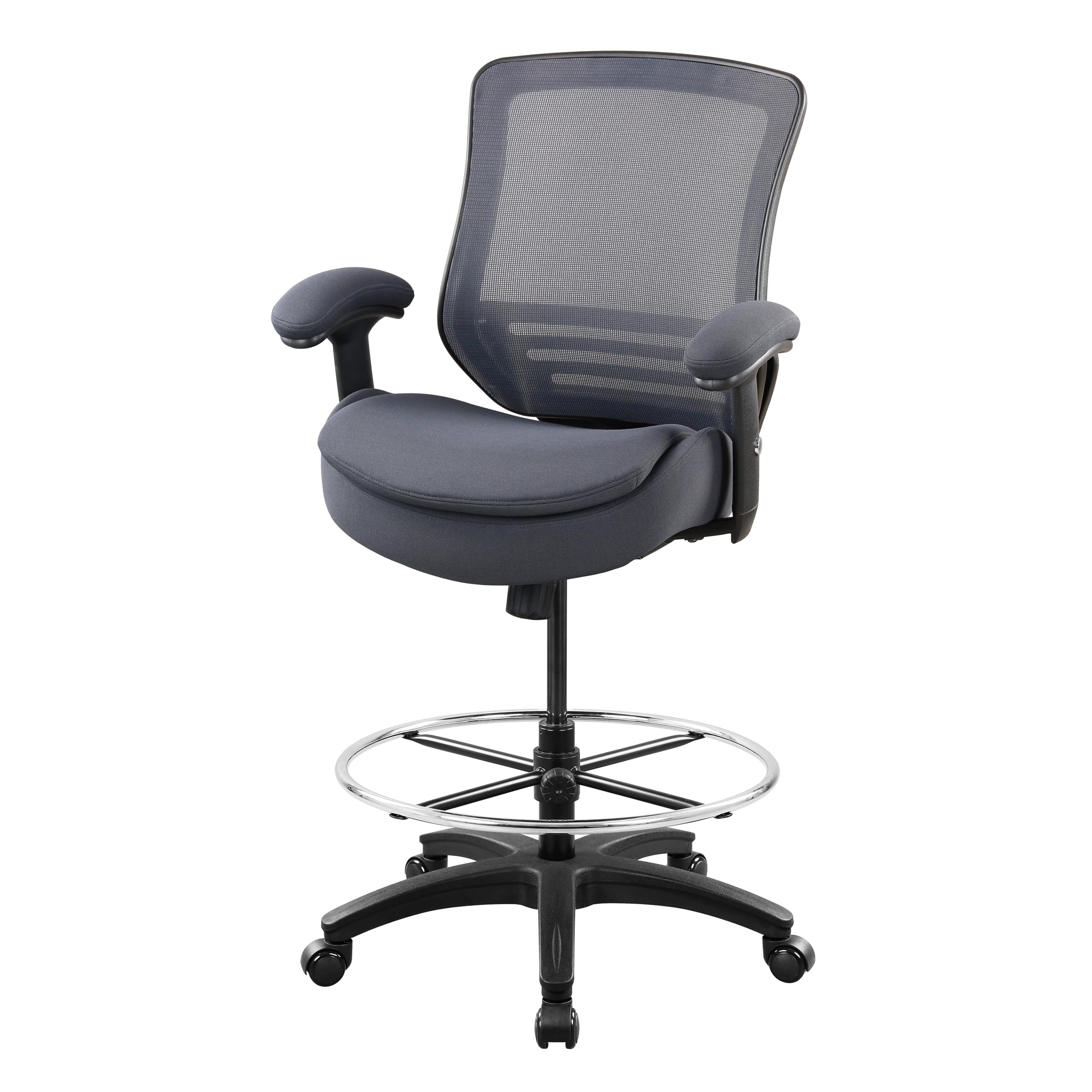 400lbs Heavy Duty Adjustable Drafting Chair with Lumbar Support - Ergonomic Office Stool for Standing Desks, Extra Thick Seat Cushion & Oversized Footrest (Gray) - Perfect for Architects, Designers & Home Office Workspaces
