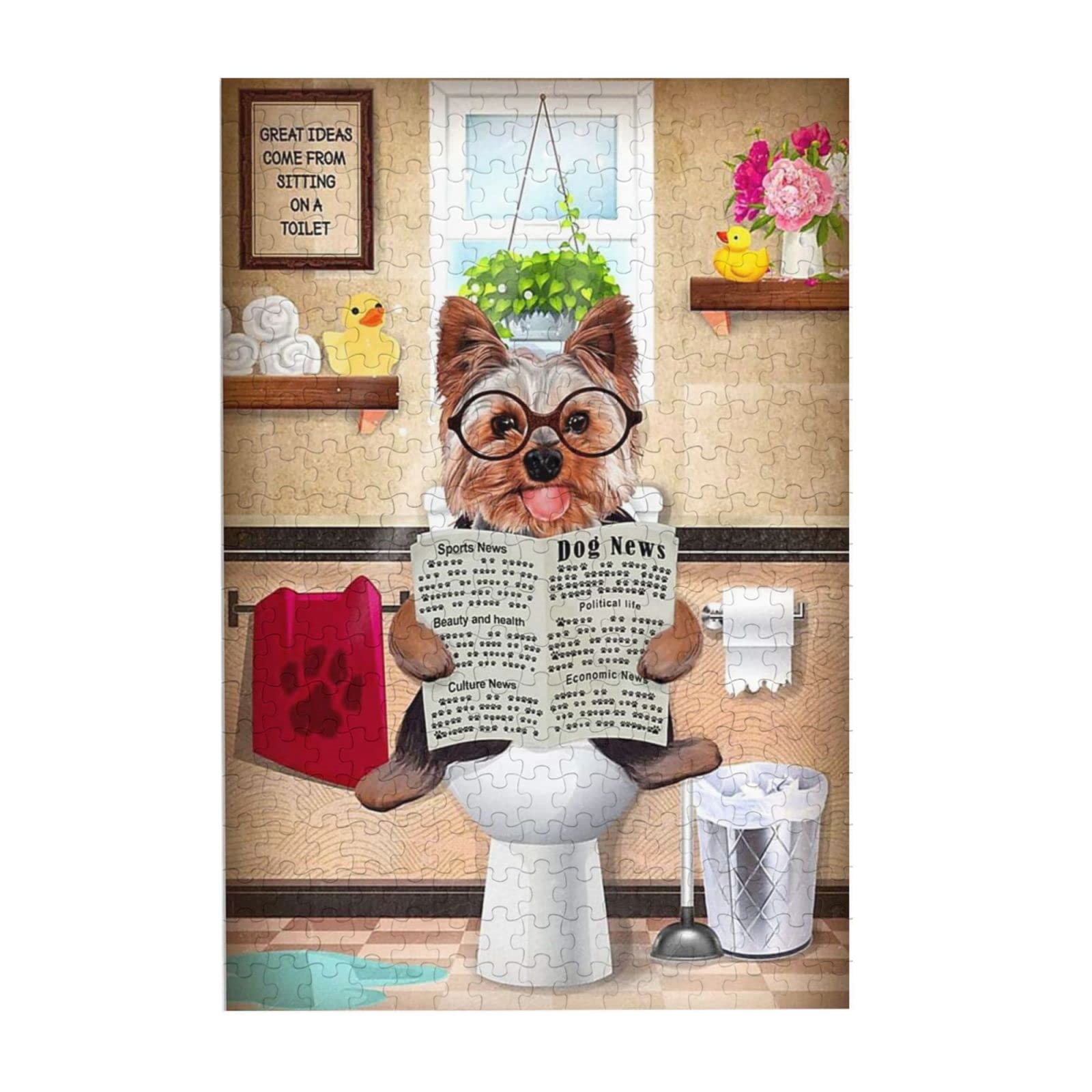 300-Piece Yorkie Dog Reading Newspaper Puzzle - Fun & Educational Jigsaw for Adults & Kids, Perfect Gift for Pet Lovers | Home Decor, Family Game Night, Stress Relief Activity