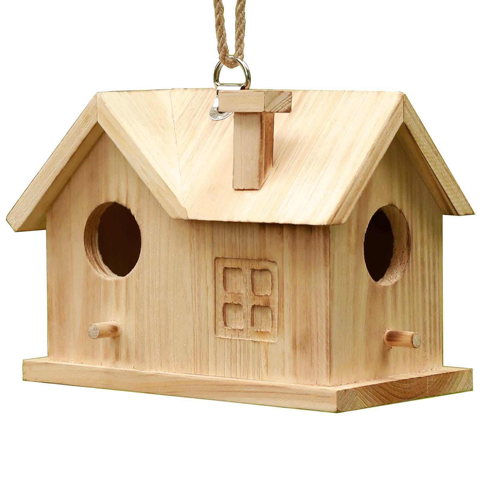 STARSWR Unfinished Wooden Hanging Bird House for Outdoors - DIY Paintable Birdhouse for Small Birds & Hummingbirds - Weatherproof Shelter with Easy Cleaning - Perfect for Garden, Patio, and Backyard Decoration