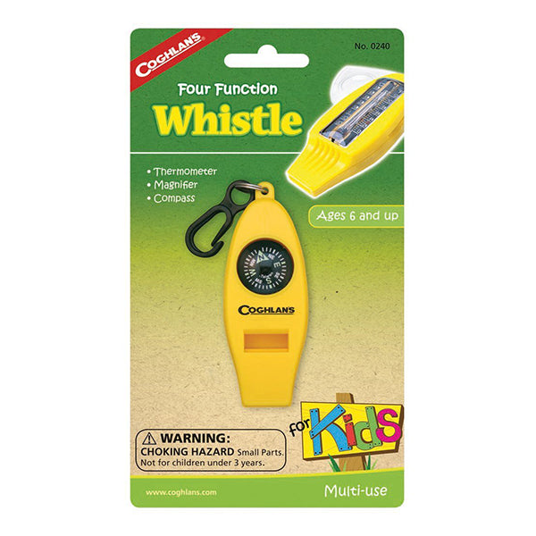 4 Function Survival Whistle with Lanyard - Emergency, Camping, Hiking & Outdoor Safety Gear - Perfect for Survival Kits, Sports, and Adventure Activities