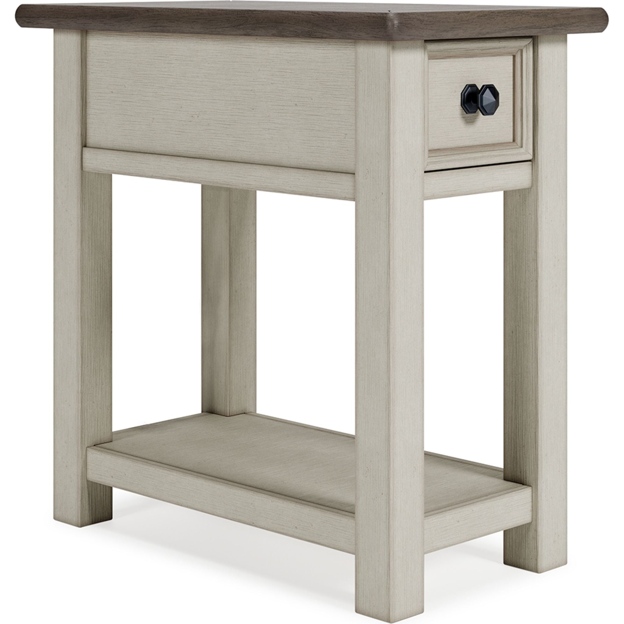 Bolanburg Chair Side End Table - Two Tone Finish for Living Room, Bedroom, or Office - Small Accent Table with Storage Shelf