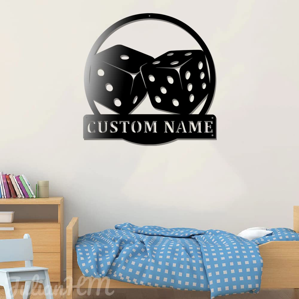 Custom LED Metal Wall Art with Personalized Gamer Name - 16x16 Inch Dice-Themed Home Decor for Gamers | Perfect for Game Rooms, Man Caves & Unique Gifts (Lights Not Included)