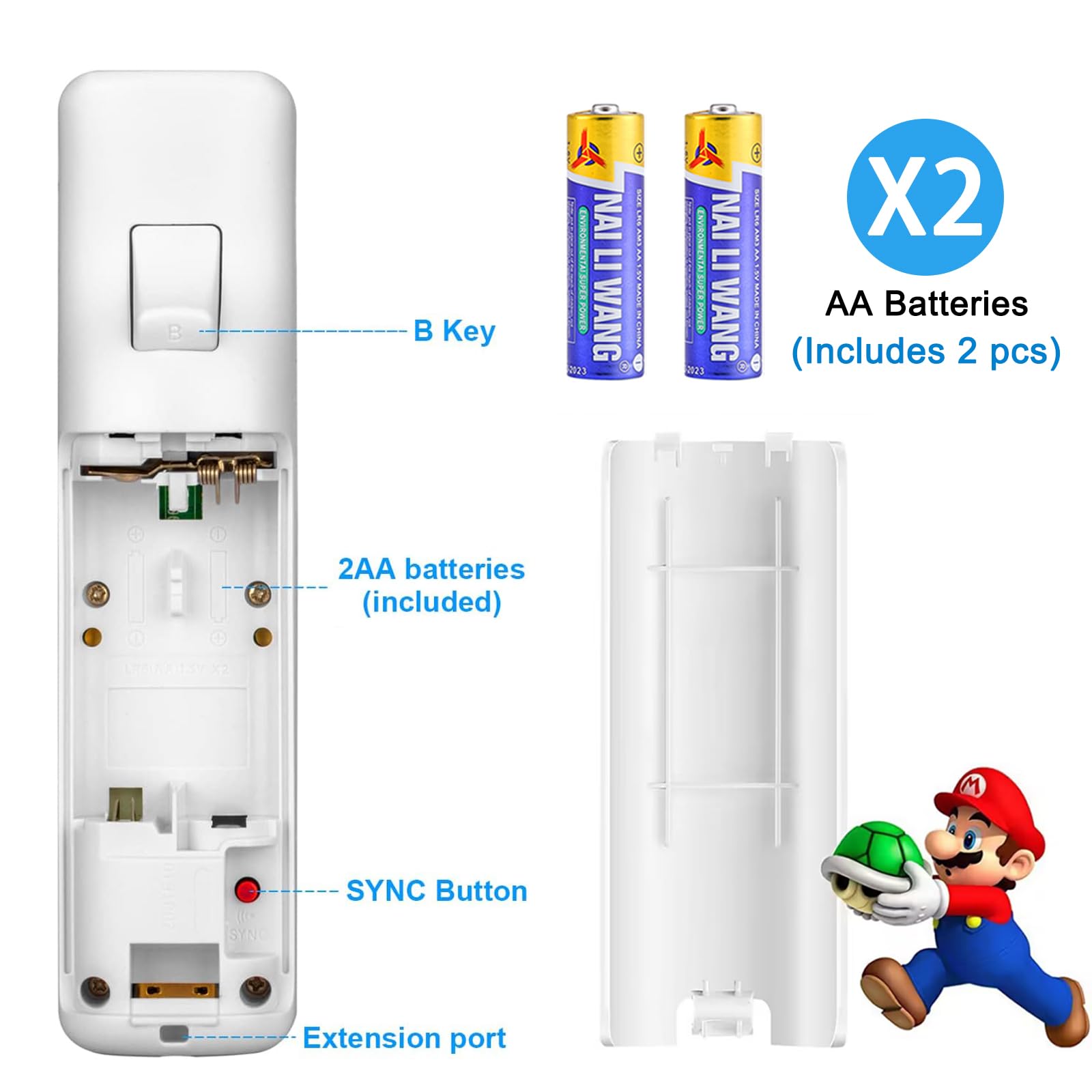 Nintendo Wii Remote Controller with Nunchuck - Compatible with Wii & Wii U - Includes Silicone Case, Wrist Strap & 2 AA Batteries (Black) - Perfect for Gaming, Family Fun & Multiplayer Action - Model YO-WII-R001