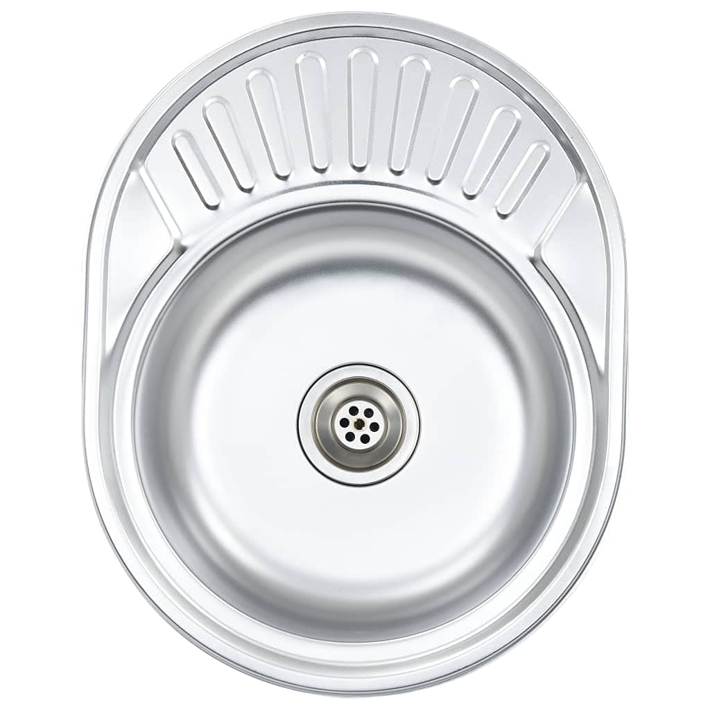 Stainless Steel Kitchen Sink with Strainer & Drain - Oval Design for Modern Kitchens | Perfect for Home Renovation & Commercial Use