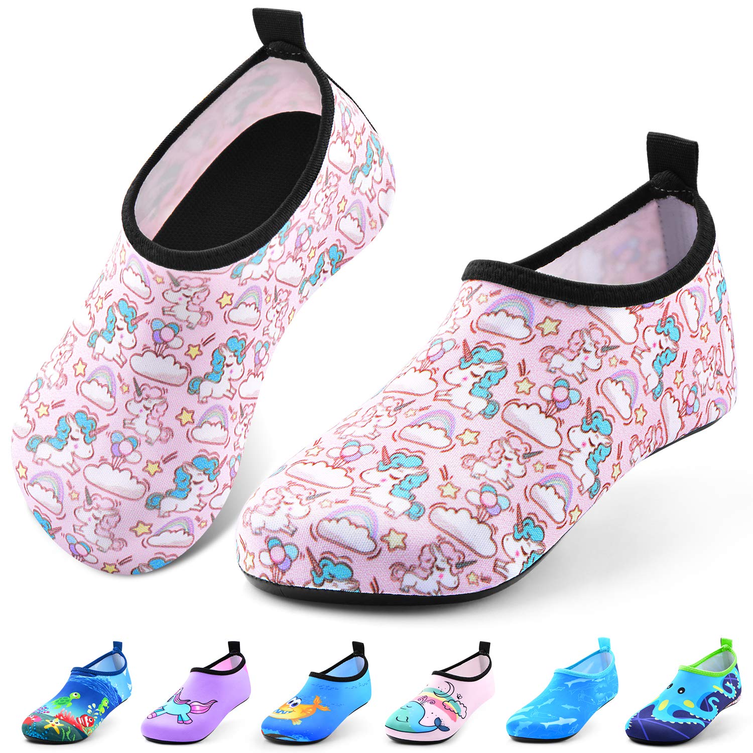 **Sunnywoo Kids Water Shoes for Boys & Girls - Quick-Dry Non-Slip Barefoot Swim Shoes for Toddlers - Perfect for Beach, Pool, Aqua Sports & Outdoor Activities**