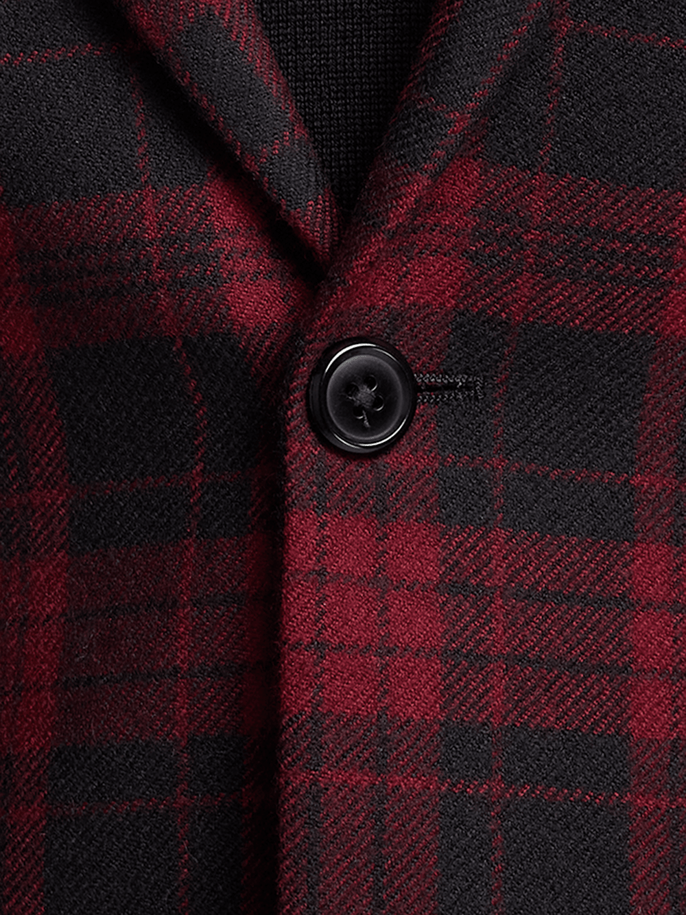 Men's Wool Plaid Single Breasted Notch Lapel Blazer Jacket - Black & Red Checkered Pattern | Business Casual, Office Wear, Wedding & Formal Events