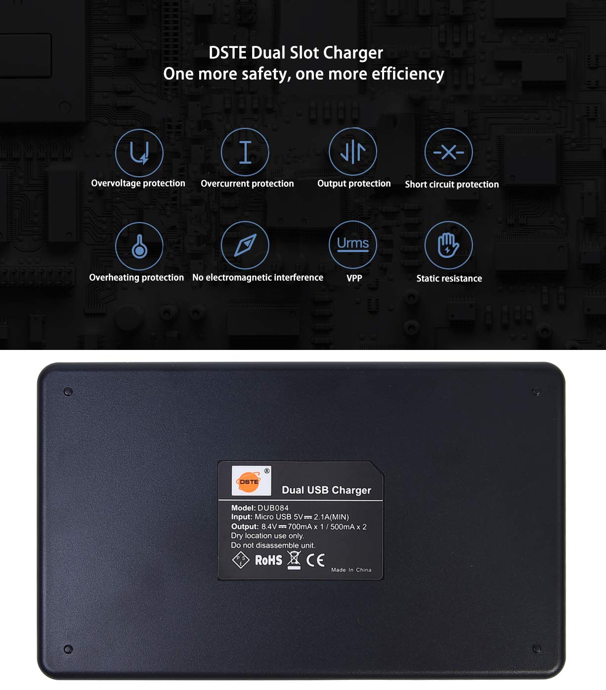 Canon LP-E8 Battery Replacement - Rapid Dual Charger with Micro USB Cable for Canon EOS Rebel T6, T7, SL2, SL3 | Perfect for Travel & Photography Enthusiasts