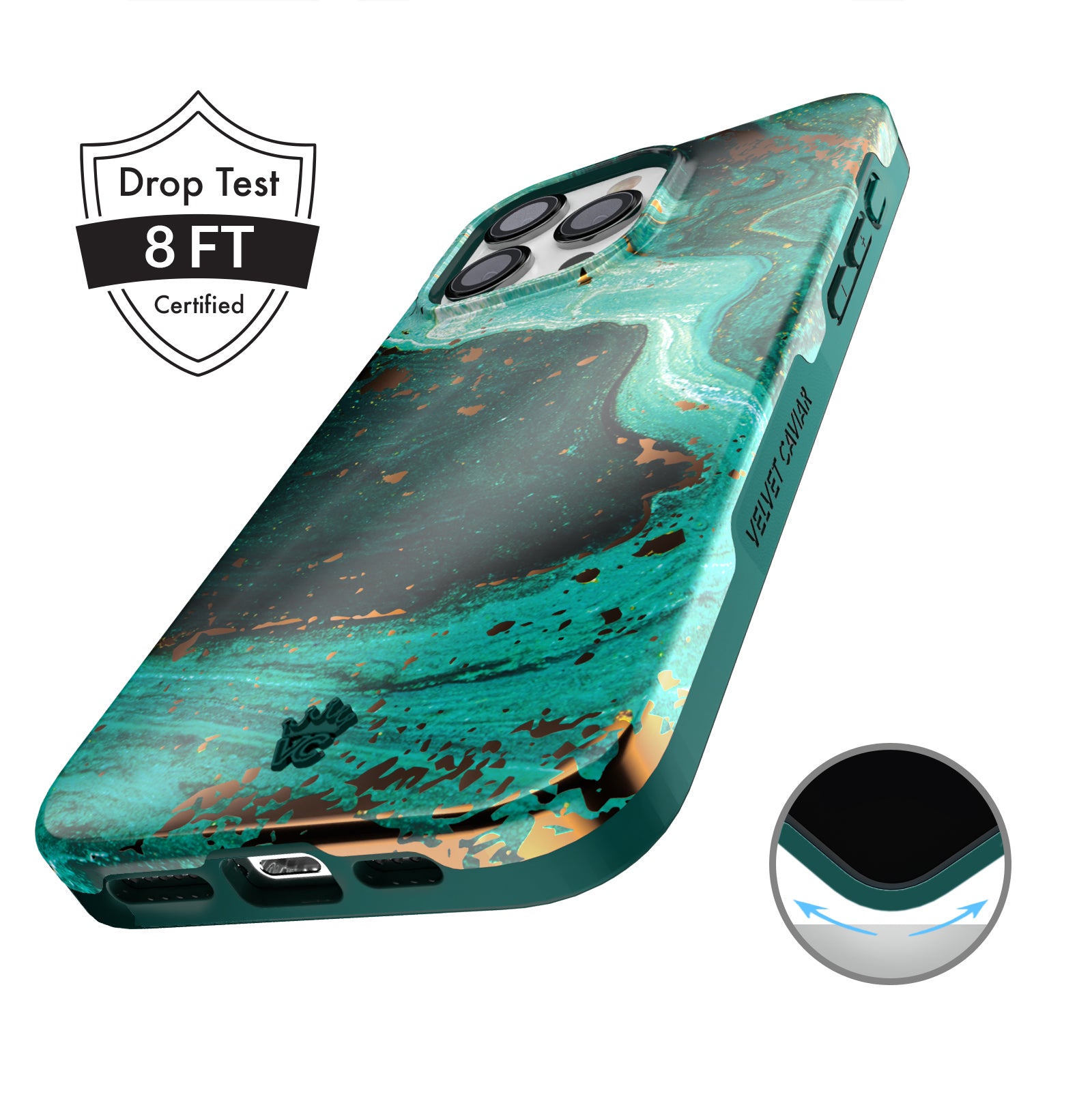 Emerald Marble iPhone Case - Elegant Protective Cover for iPhone 13/14/15 Pro Max - Perfect for Work, Travel & Everyday Use