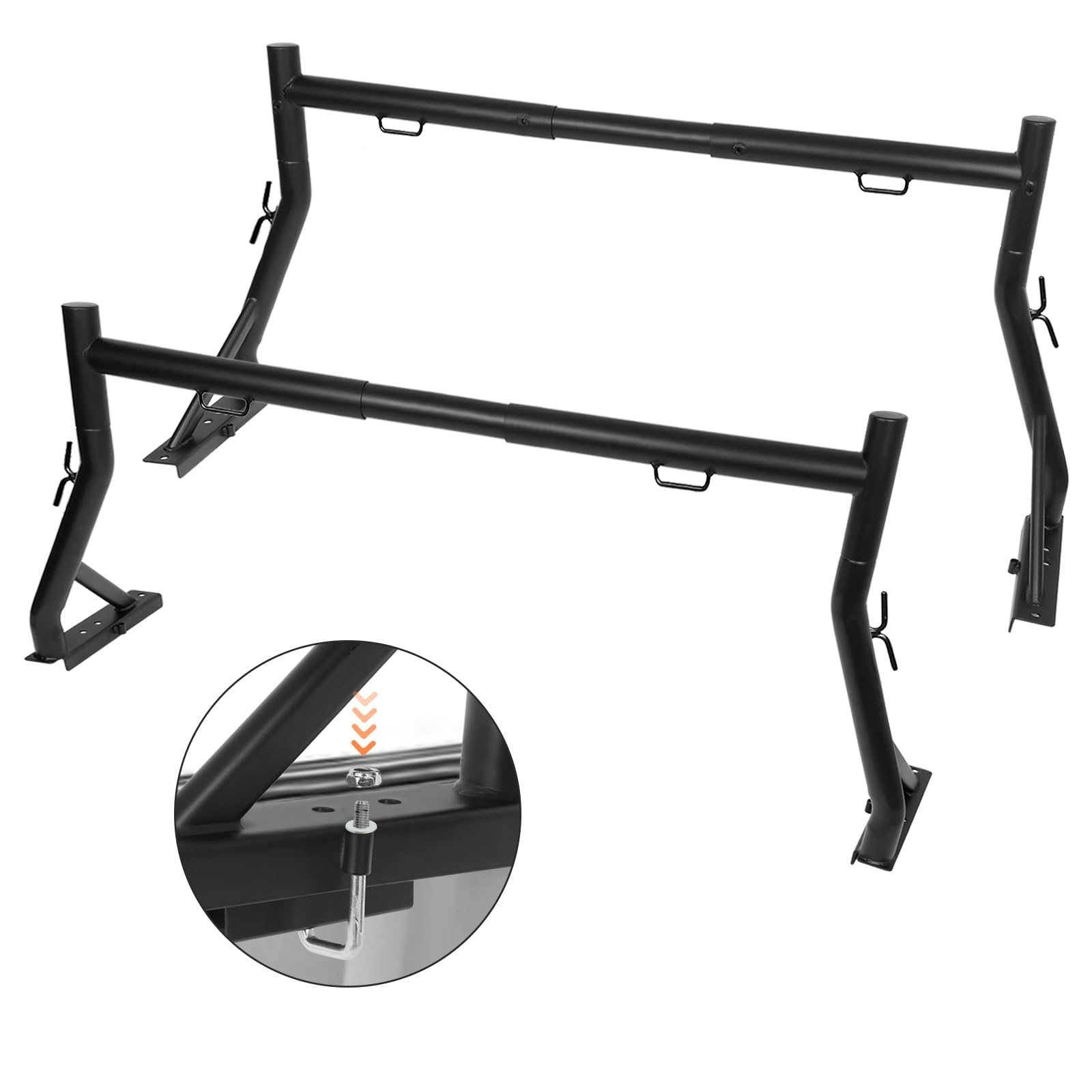 Heavy Duty Steel Truck Bed Ladder Rack - No Drill Installation, Extendable 52