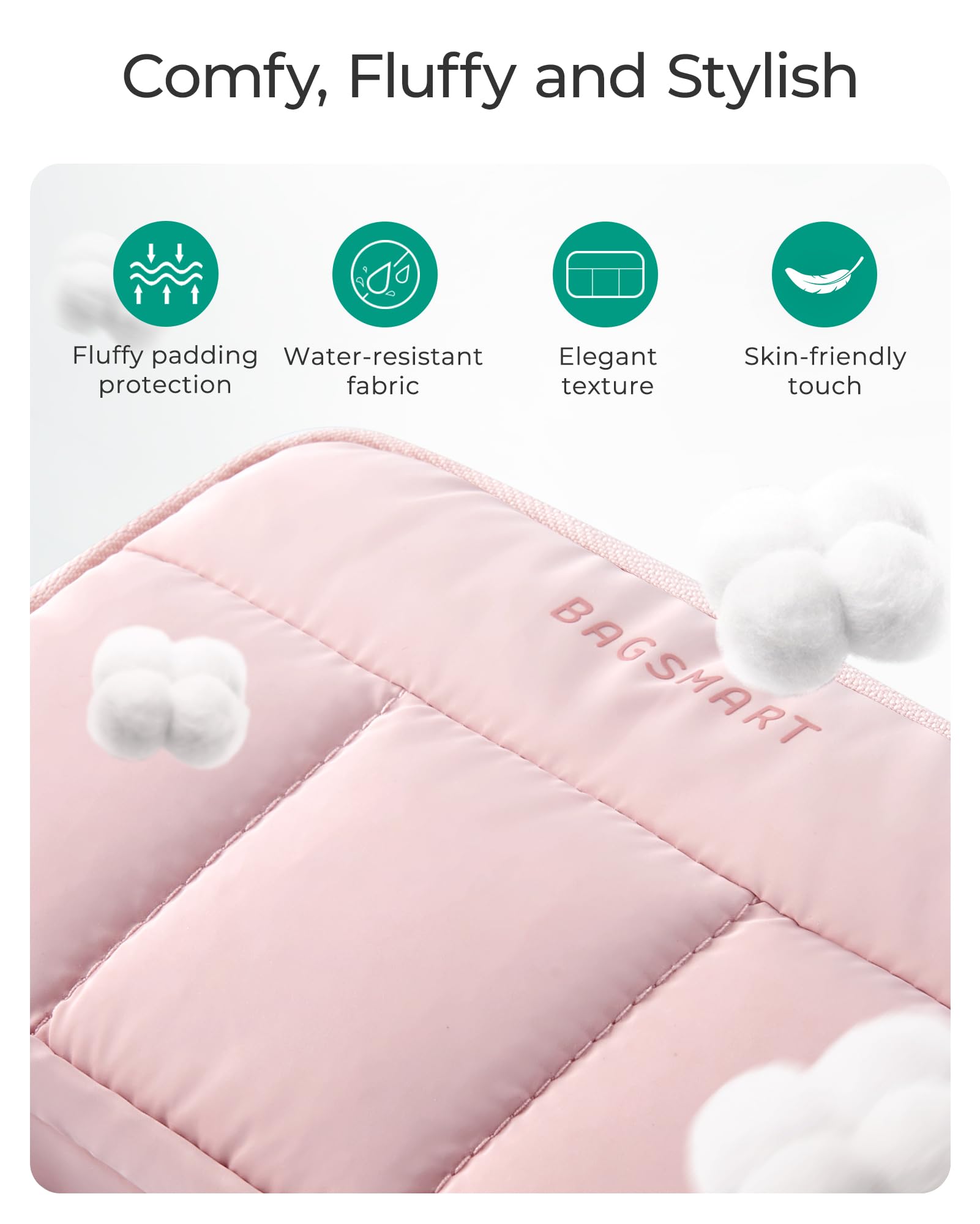 BAGSMART Electronics Organizer Travel Case - Cord Storage for Chargers, Cables & Phones - Compact Tech Accessories Pouch in Pink - Perfect for Travel, Office & Home Organization