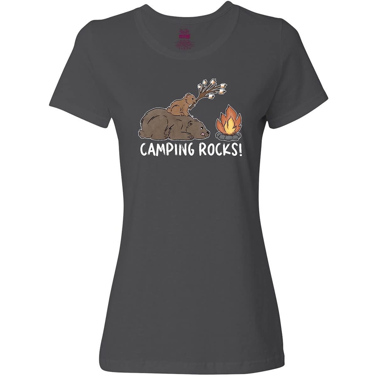 Inktastic Camping Rocks Women's T-Shirt - Funny Outdoor Adventure Graphic Tee for Hiking, Camping & Travel Enthusiasts - Comfortable Casual Wear for Women