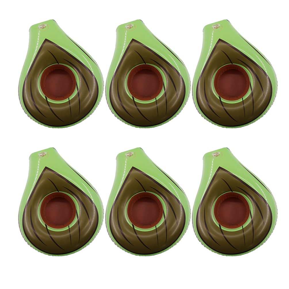 Amosfun 6-Pack Avocado-Shaped Inflatable Drink Floats - Reusable Pool Cup Holders for Summer Parties, Beach & Pool Accessories - Perfect for Cocktails, Smoothies & Summer Drinks by the Pool