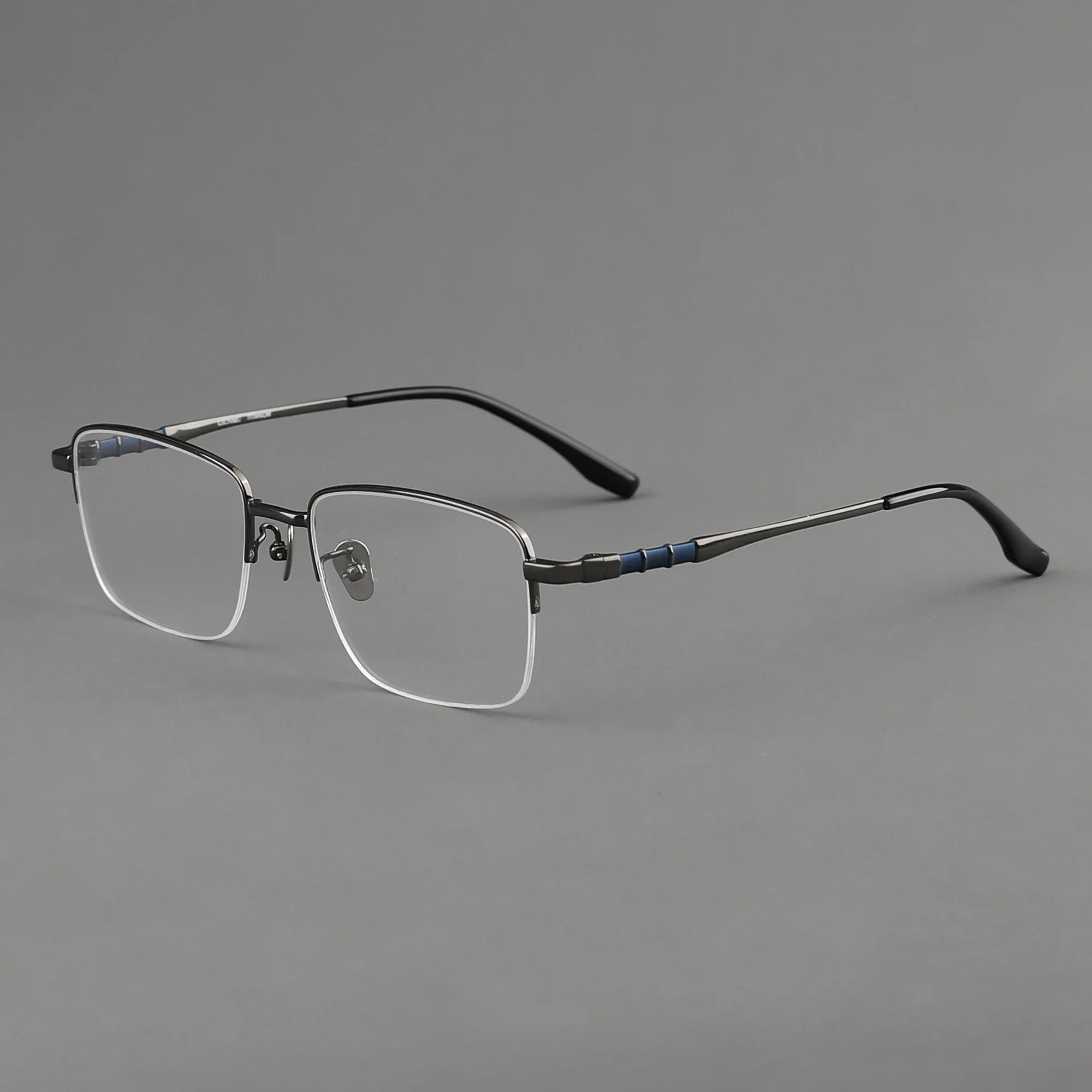 Aror Men's Semi-Rimless Square Titanium Eyeglasses Frame 10189 - Lightweight & Durable for Work, Reading & Everyday Use