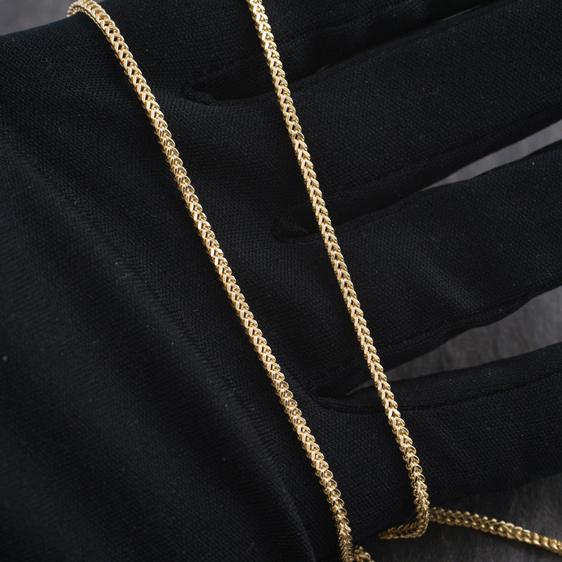 10K Gold Franco Chain Necklace 2mm Thin Dainty - Perfect for Layering, Everyday Wear & Gift Giving