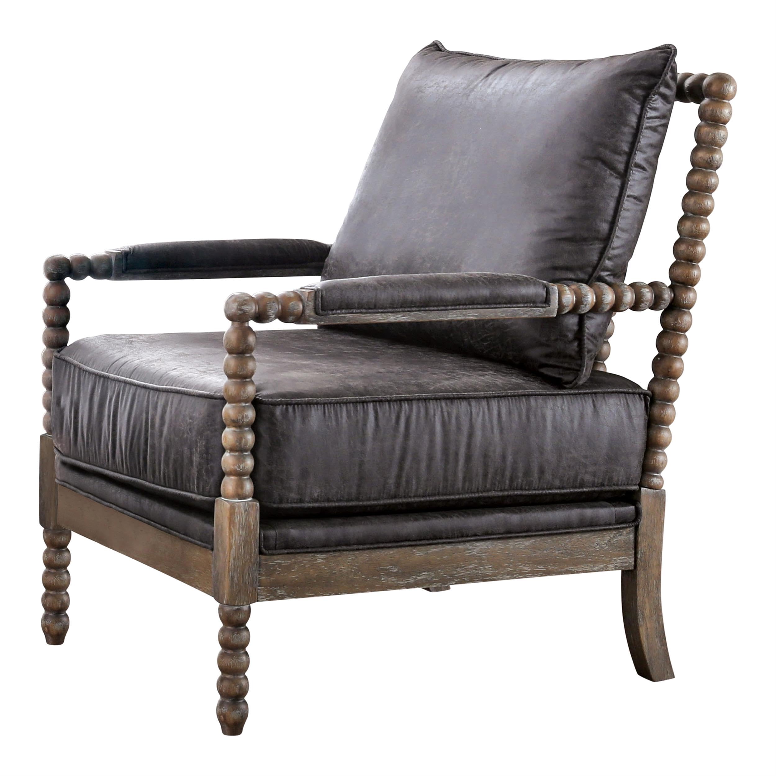 Montrose Wood Cushioned Accent Chair in Warm Gray by Furniture of America - Perfect for Living Room, Bedroom & Home Office Decor