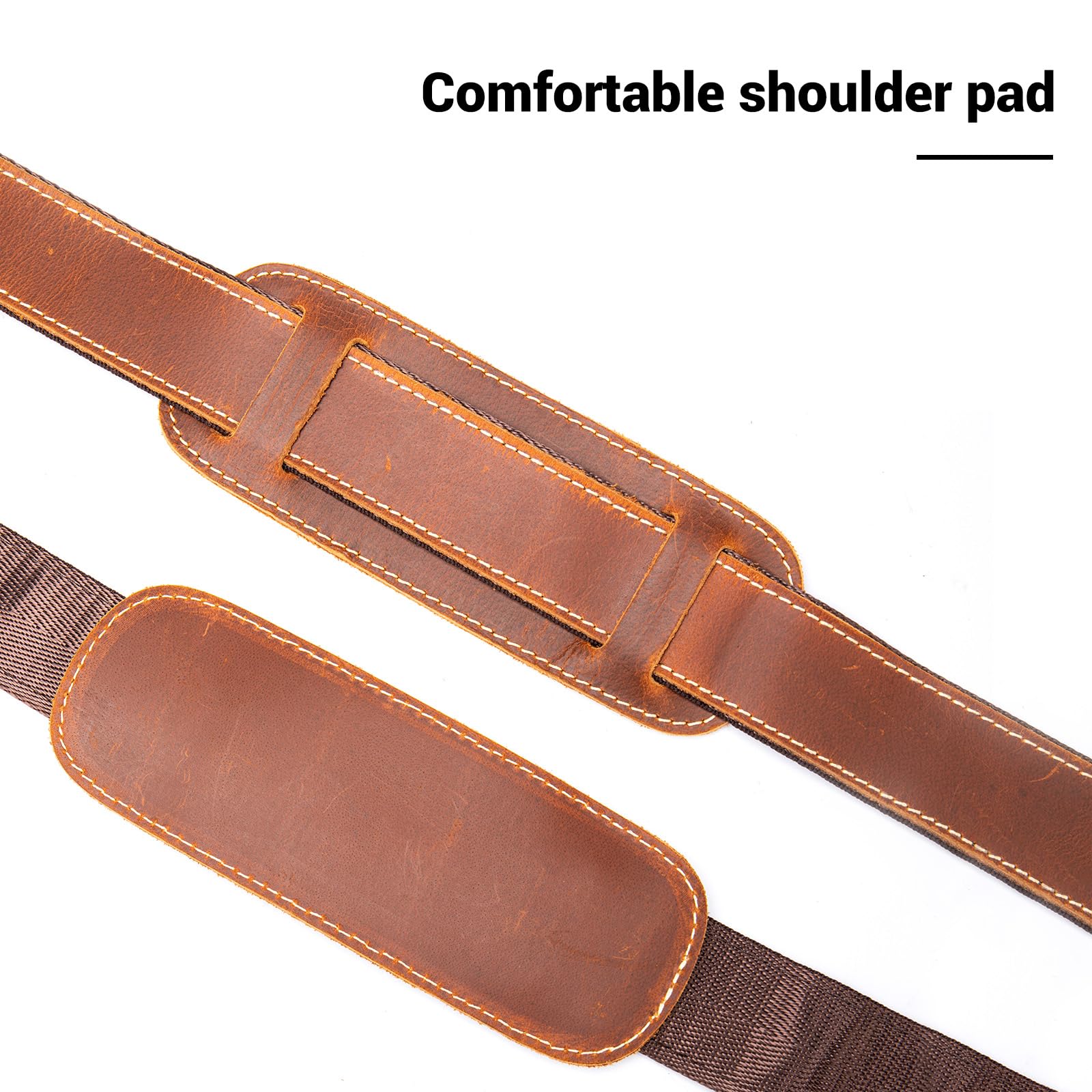 Genuine Leather Adjustable Shoulder Strap for Bags - Duffel, Crossbody, Laptop & Briefcase - Brown