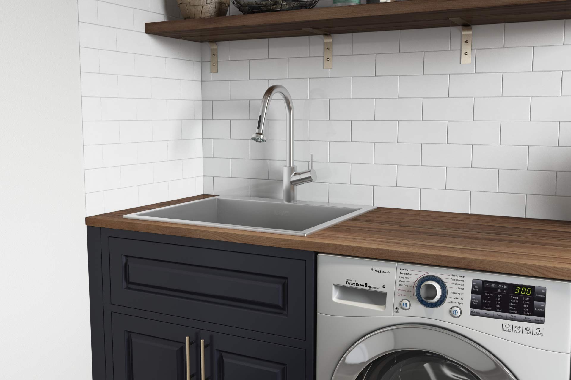 Ruvati 25 x 22 x 12 Inch Stainless Steel Utility Sink - 16 Gauge Topmount Laundry Sink with Rounded Corners (Model RVU6015) - Perfect for Laundry Rooms, Basements, Garages & RV Use