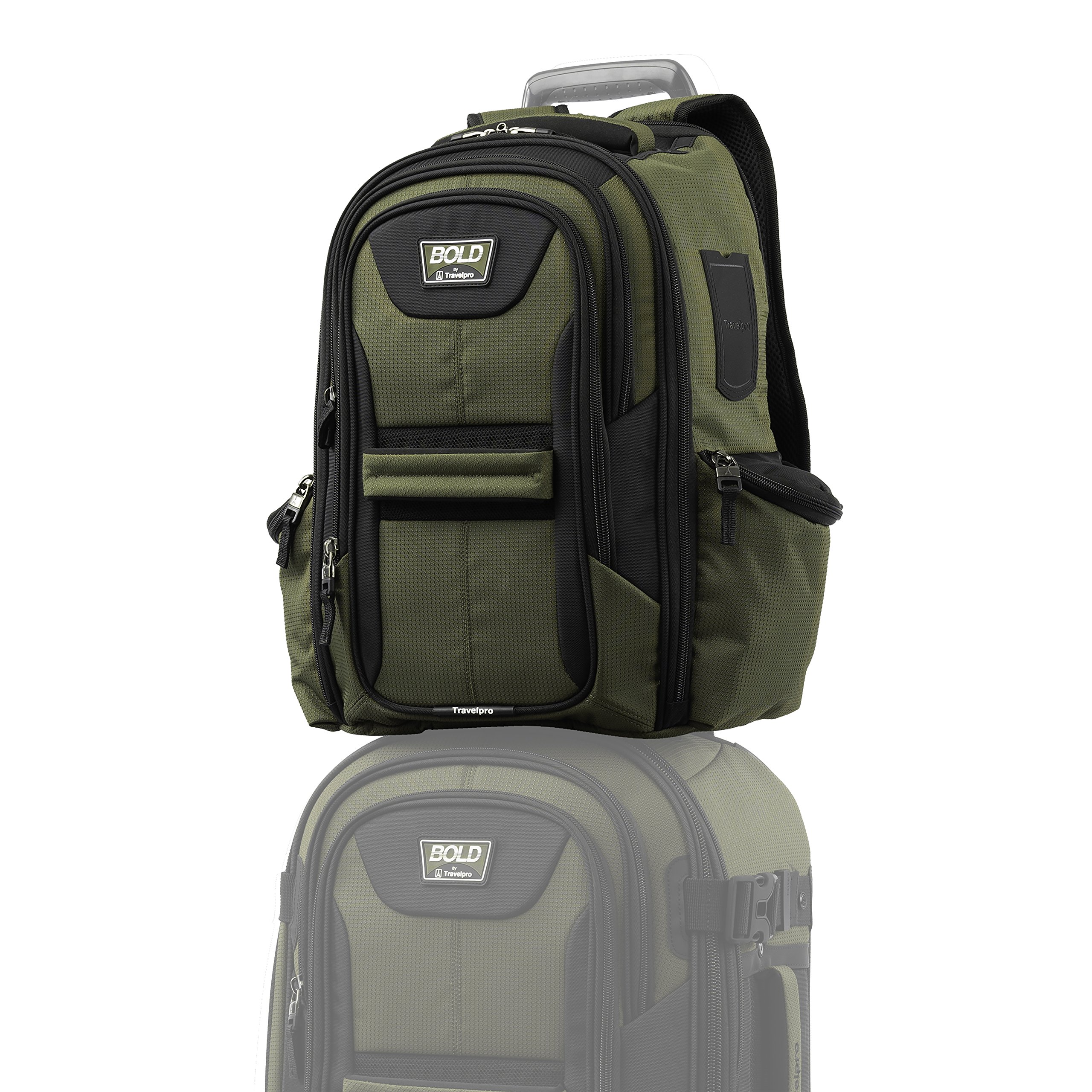Travelpro Bold Lightweight Laptop Backpack for Men & Women - 17 Inch Laptop Compartment, Olive Green/Black, Water Resistant Business Travel Backpack - Perfect for Commuting, Airplane Carry On & Office Use