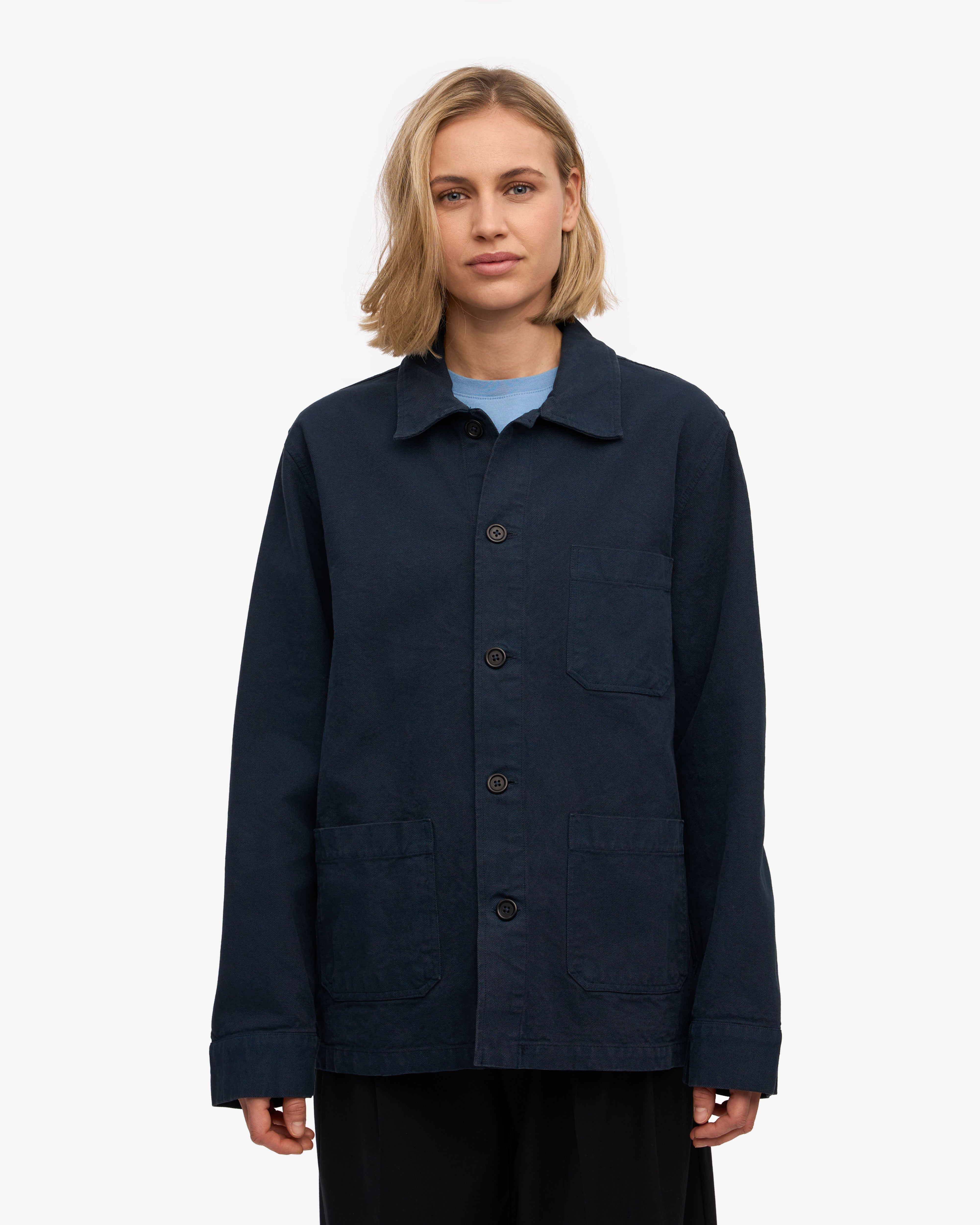 Premium Organic Cotton Workwear Jacket for Men & Women - Navy Blue | Durable & Comfortable for Construction, Farming & Outdoor Jobs