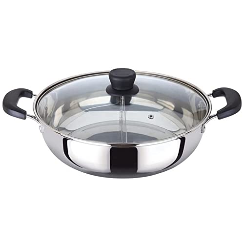 Stainless Steel Yin Yang Hot Pot with Divider - Large Capacity Stockpot with Lid for Shabu Shabu, Hot Pot Cooking & Family Gatherings - Orange