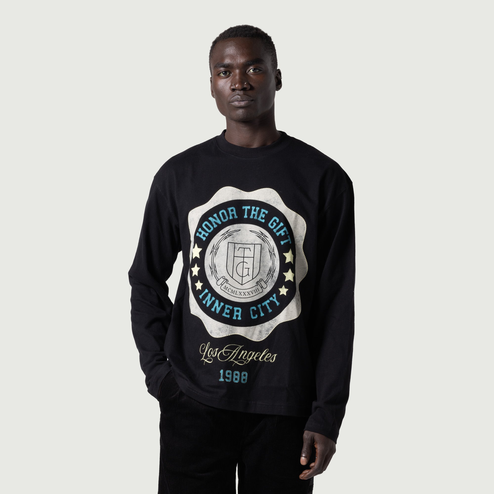 HONOR THE GIFT HTG® Seal Logo Long Sleeve T-Shirt - Black | Streetwear Fashion & Urban Lifestyle Apparel for Men & Women
