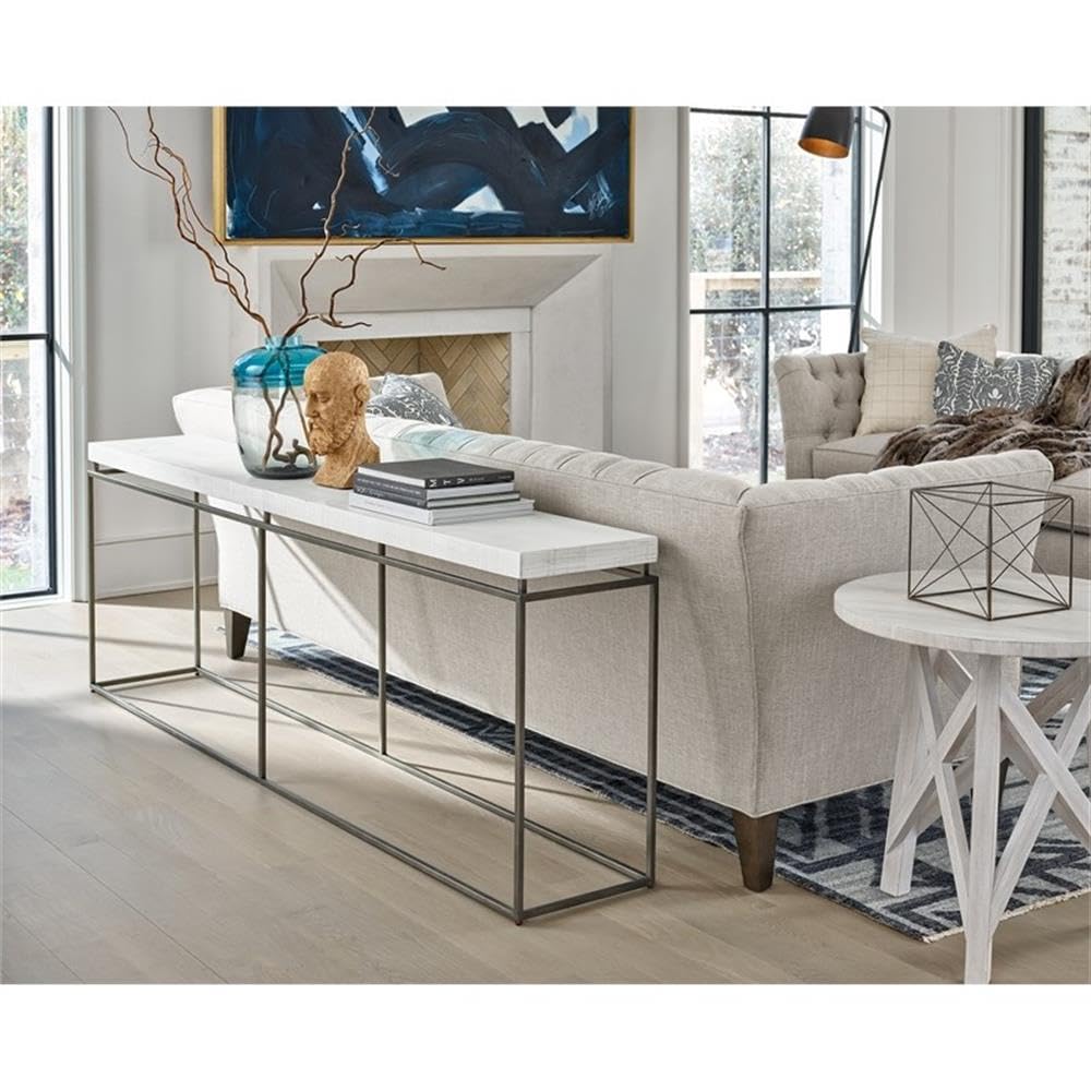 Modern Farmhouse Wood Watts Console Table in Weathered White - Universal Furniture for Entryway, Living Room & Hallway Decor