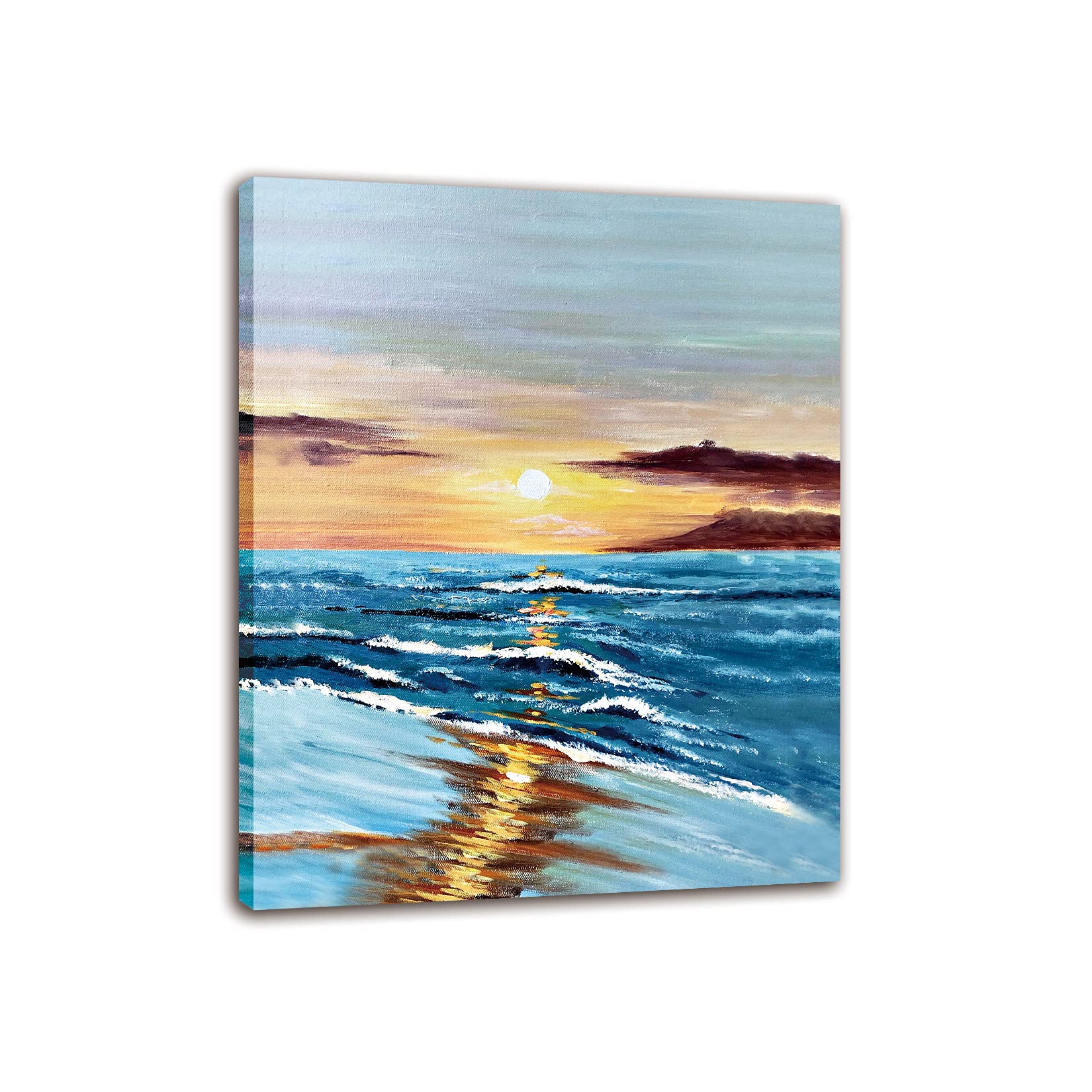 Salangane Ocean and Beach Canvas Wall Art - Sunrise and Sunset Paintings for Living Room, Bedroom, Dining Room, Office - Coastal Home Decor, Brilliant Sky Posters & Prints - Perfect for Beach House, Vacation Rental, or Coastal-Themed Interior Design