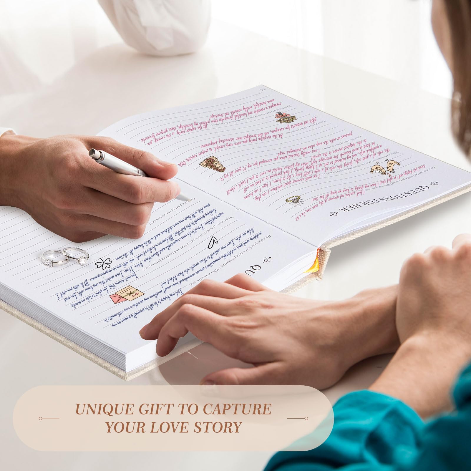 Lanpn Wedding Anniversary Scrapbook Journal - Linen Memory Book for Couples from 1st to 70th Anniversary - Newlywed Marriage Keepsake Gift with 190 Pages (Beige) - Perfect for Recording Love Stories, Anniversary Celebrations & Romantic Gift Giving