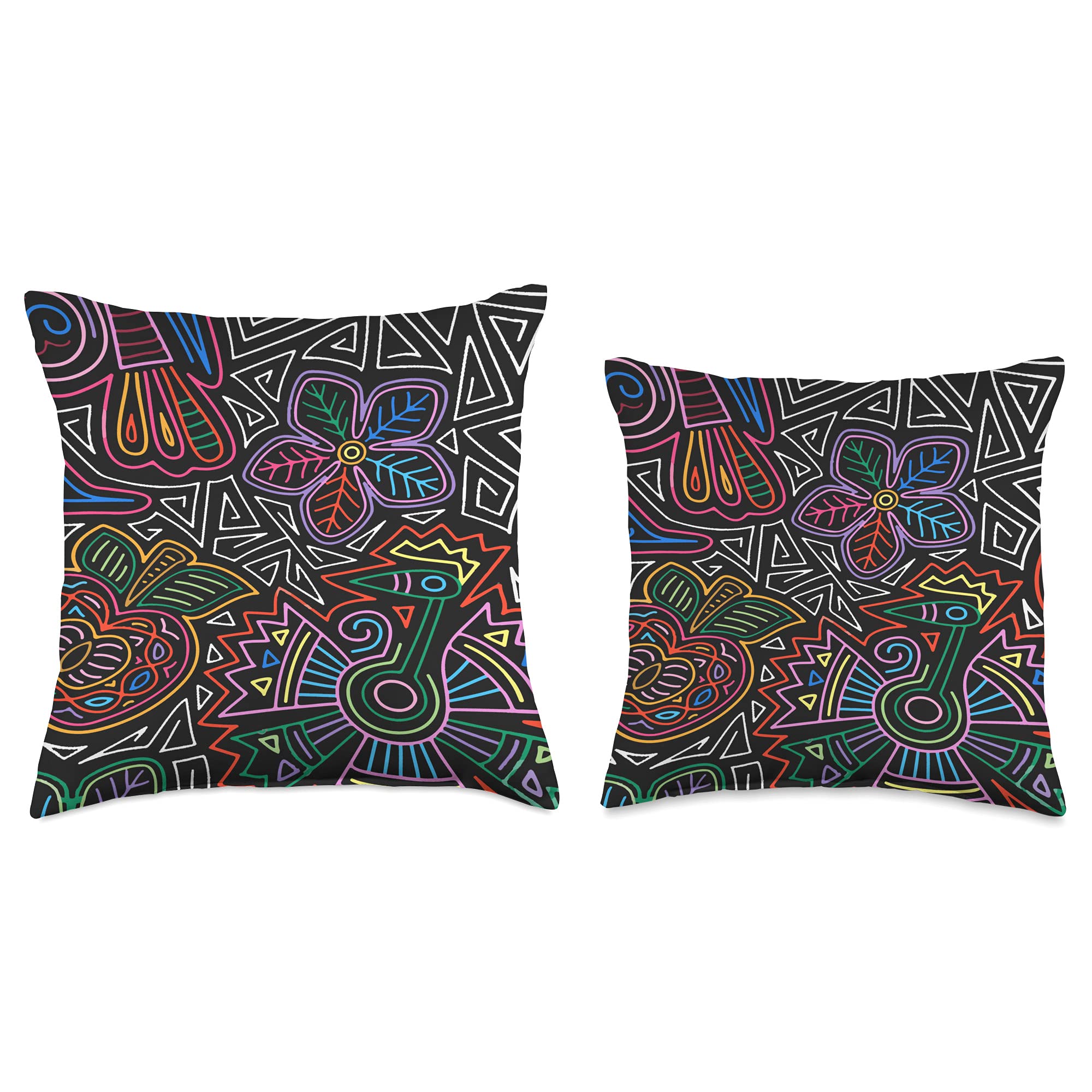 Mexican Embroidery Throw Pillow with Birds & Flowers Design - Boho Home Decor for Living Room, Bedroom & Sofa