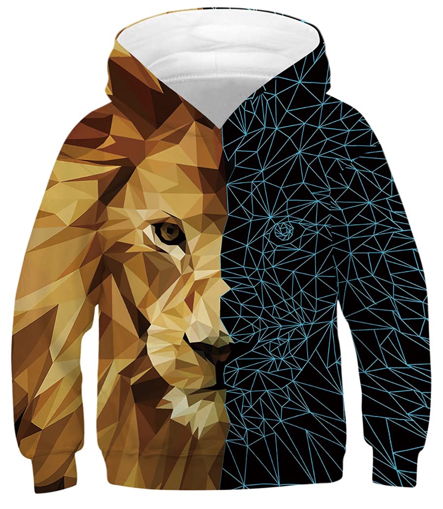 GLUDEAR Teen Boys & Girls Animal Galaxy Print Hooded Sweatshirt - Cozy Pullover for School, Casual Wear & Outdoor Activities