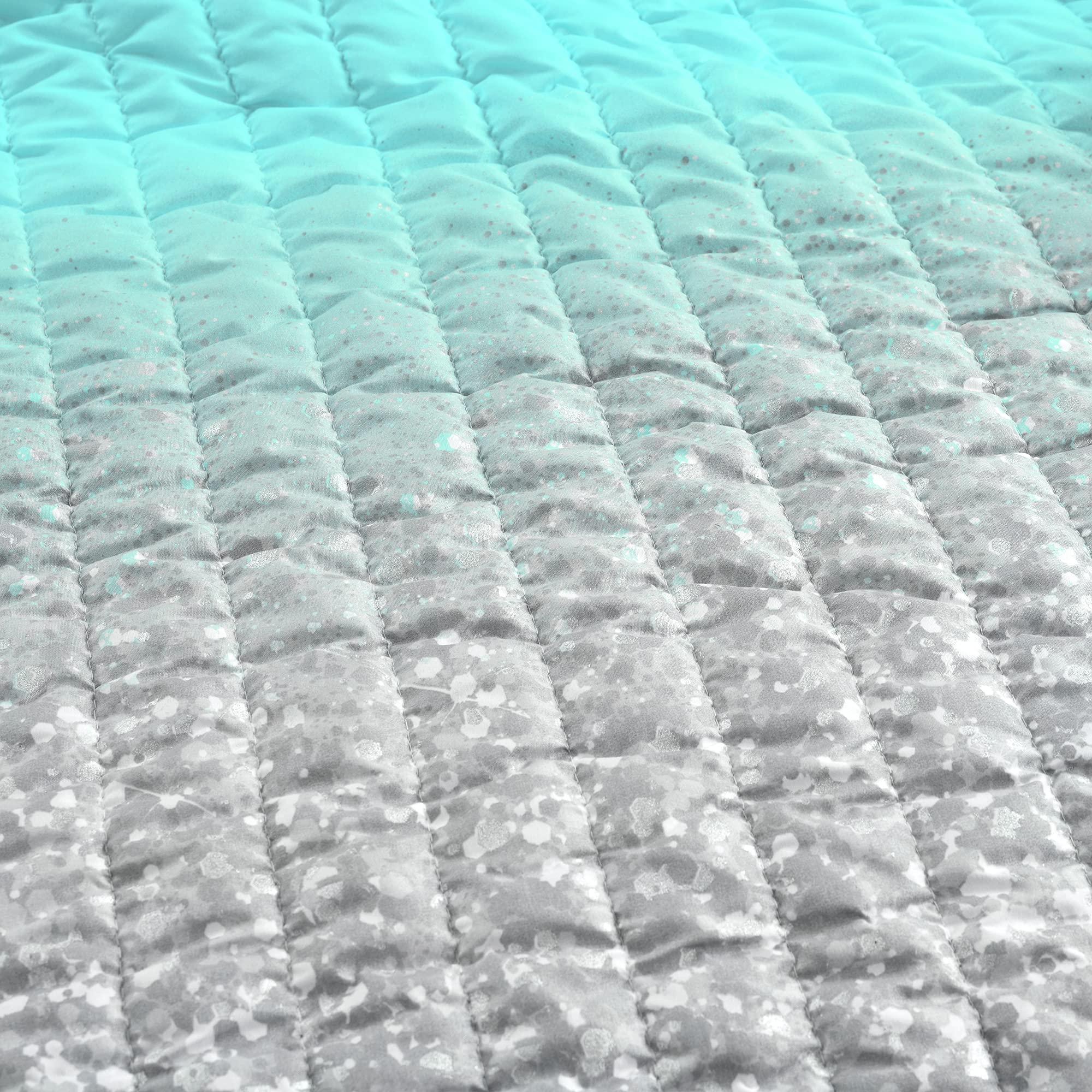 Lush Decor Glitter Ombre Comforter Set - Twin, Aqua Gray for Bedroom Decor