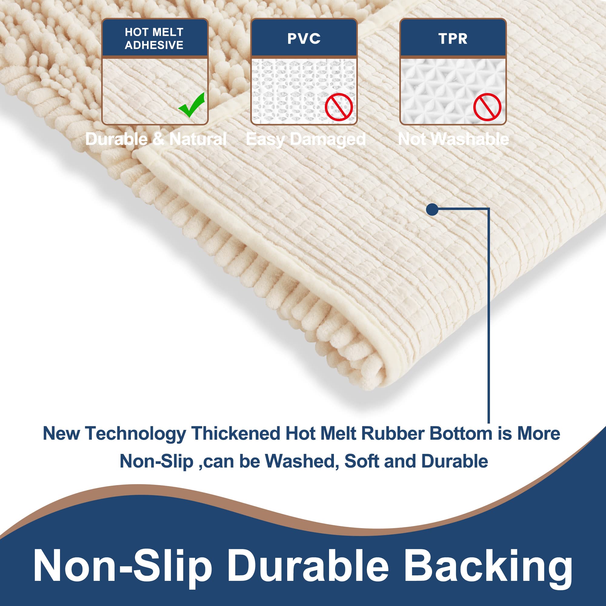 FLOLEOPA Soft Plush Microfiber Bathroom Rugs - Super Absorbent Non-Slip Bath Mat for Shower, Tub & Bathroom Floor (24x39 Inches, Cream) | Machine Washable & Quick Dry | Perfect for Bathroom Safety & Comfort