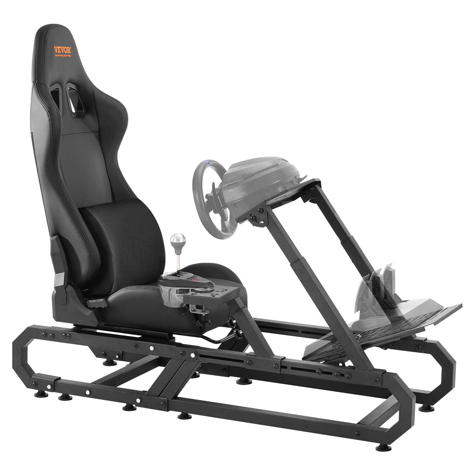 VEVOR Racing Wheel Stand for Logitech G923/G920/G29 & Thrustmaster T248P - Heavy Duty Steel Driving Simulator Cockpit with Adjustable Height & Pedal Angle - Max Load 330 lbs - Perfect for Gaming, Racing Simulation & Esports Tournaments
