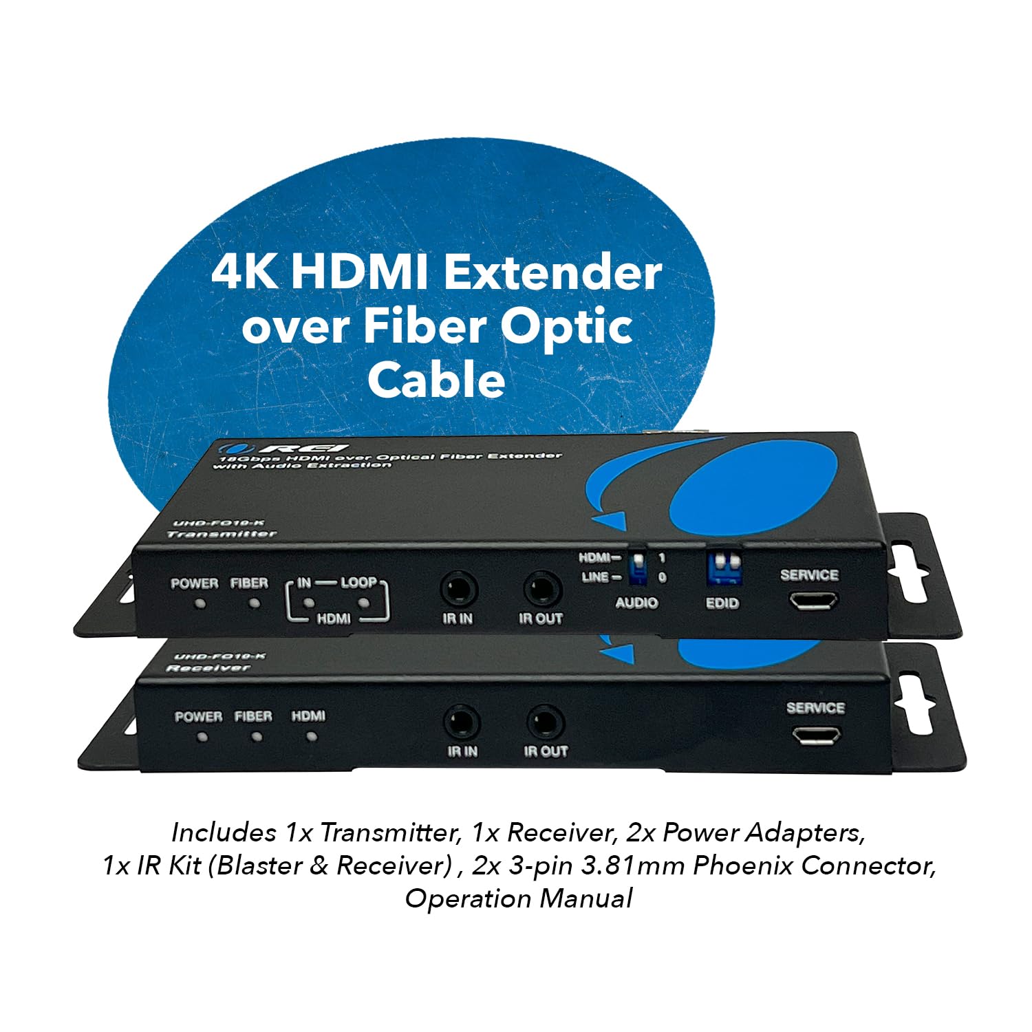 OREI 4K HDMI Over Fiber Optic Extender - Up to 10Km Range with Audio Extraction, Bi-Directional IR & RS-232 Control (UHD-FO10-K) - Perfect for Home Theater, Conference Rooms & Long-Distance AV Setups