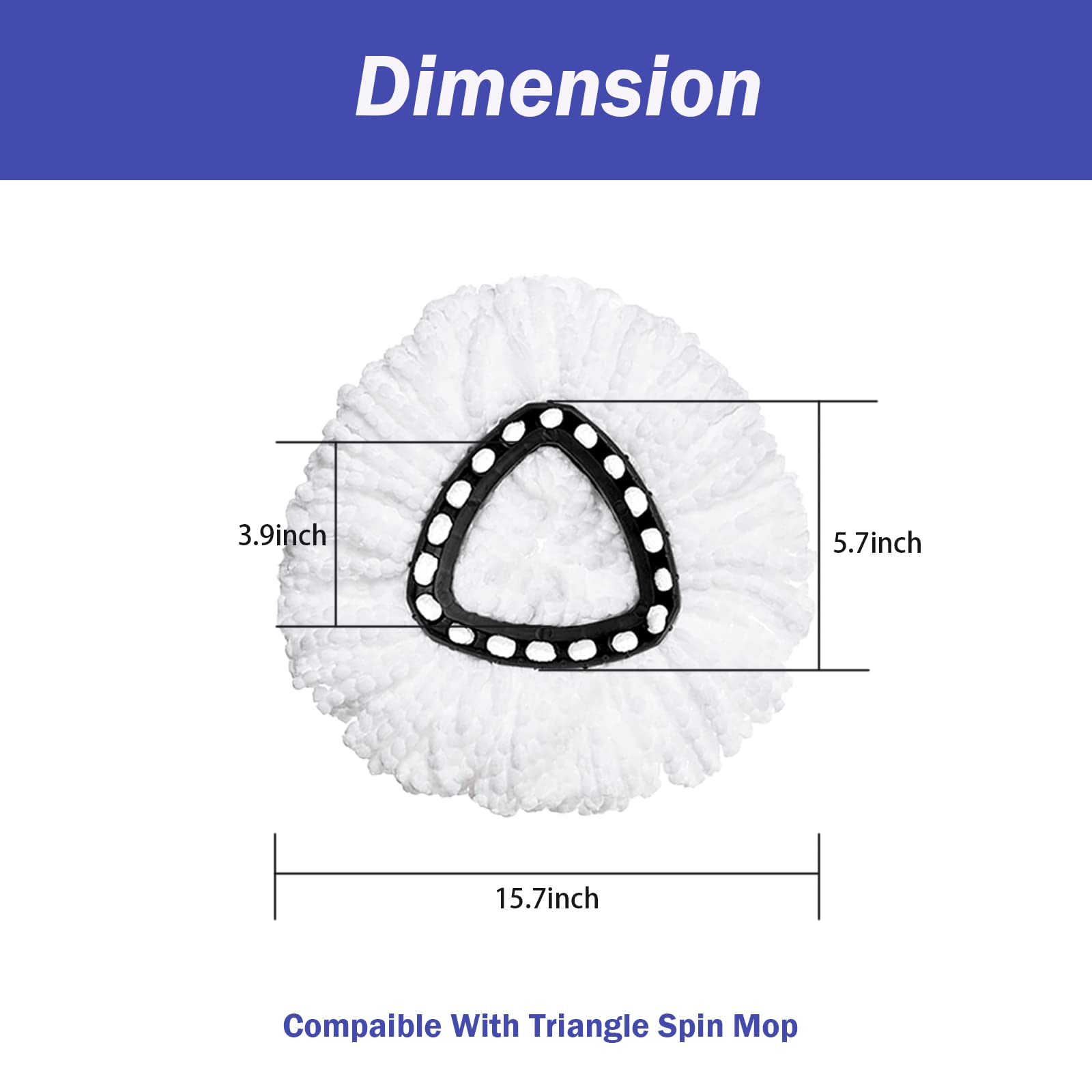 6 Pack Spin Mop Replacement Heads - Compatible with O-Cedar Triangle Swivel Mops | Microfiber Deep Cleaning Refills | Machine Washable & Easy to Install | Perfect for Kitchen, Bathroom & Hard Floor Cleaning