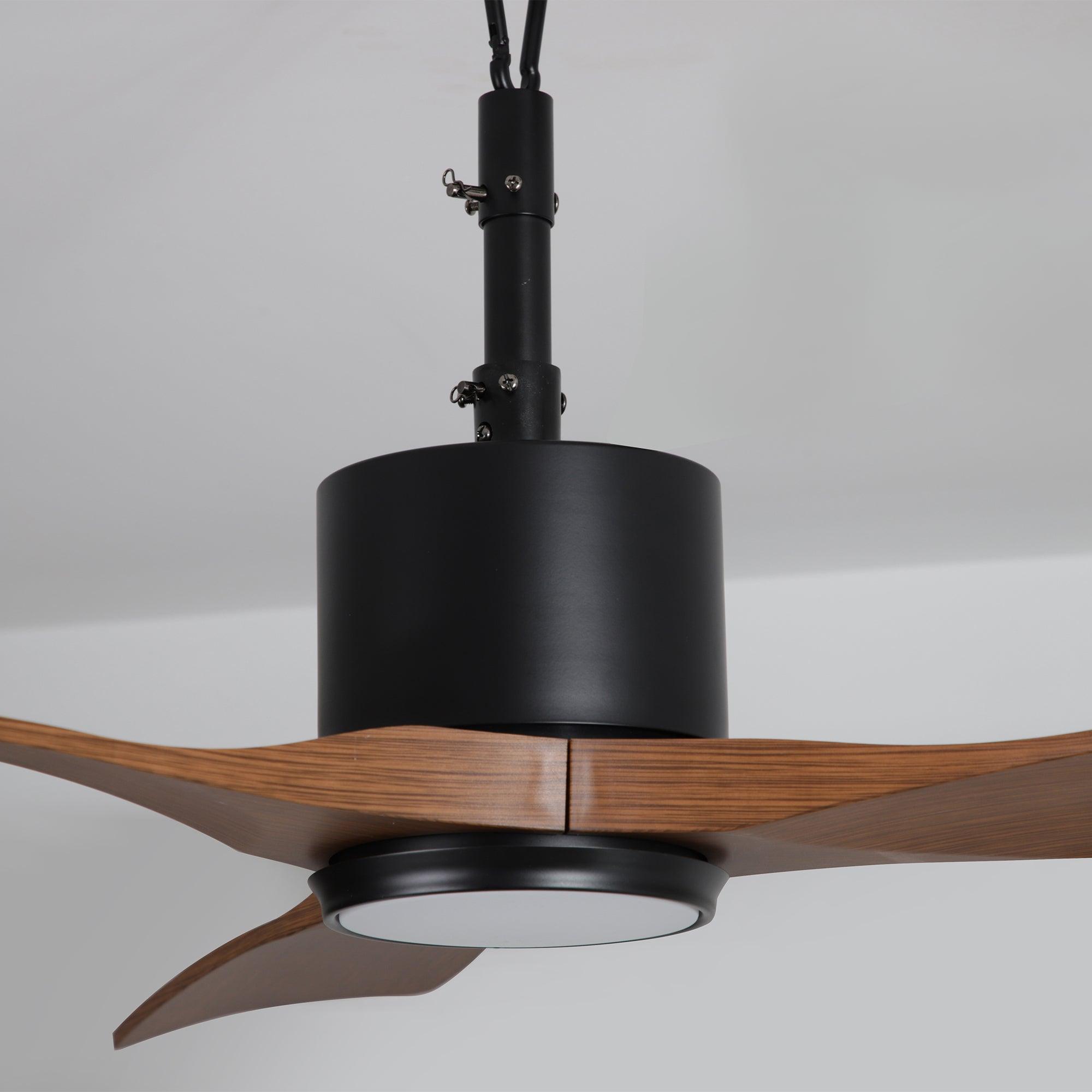 42 Inch IP65 Rated Outdoor Ceiling Fan with LED Light - Modern Black Design, Dniester DC Motor, Hanging Buckle & Downrod - Perfect for Patio, Deck, Pergola and Outdoor Living Spaces