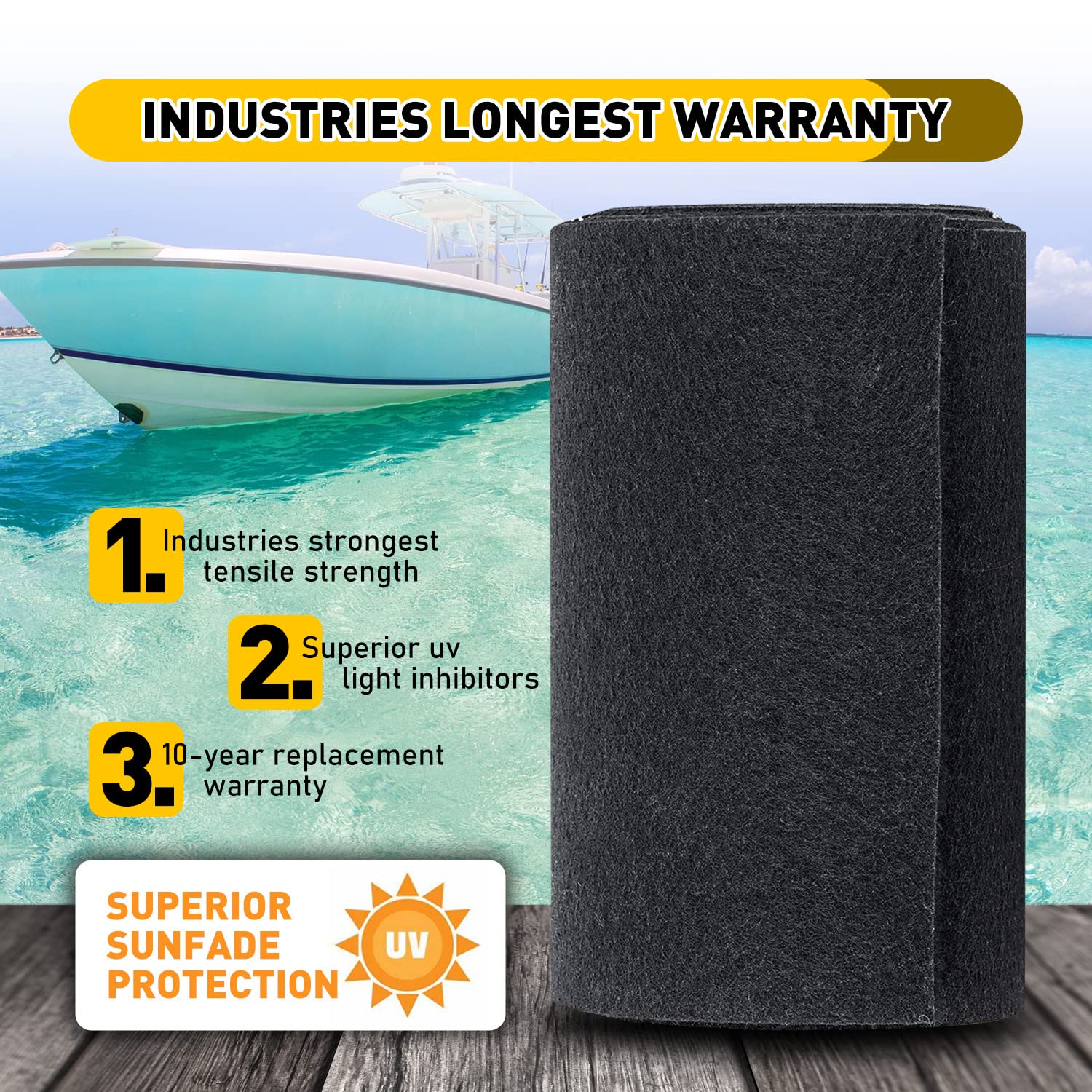 Premium Marine Bunk Carpet 28oz - 12x13ft for Boat Trailers & Bunks - Durable Polyester Carpeting